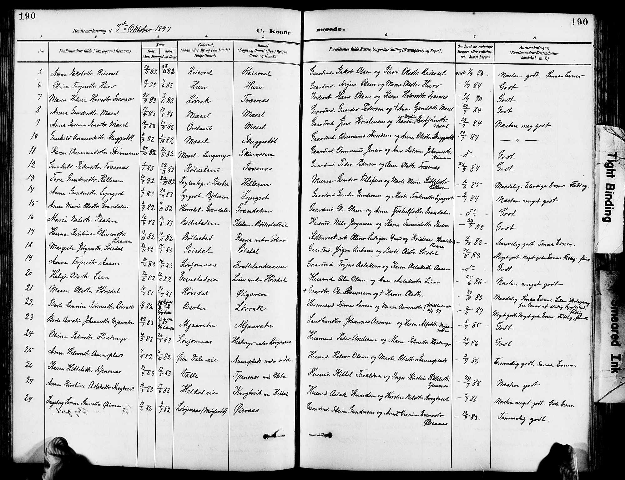 Froland sokneprestkontor, SAK/1111-0013/F/Fb/L0010: Parish register (copy) no. B 10, 1893-1920, p. 190