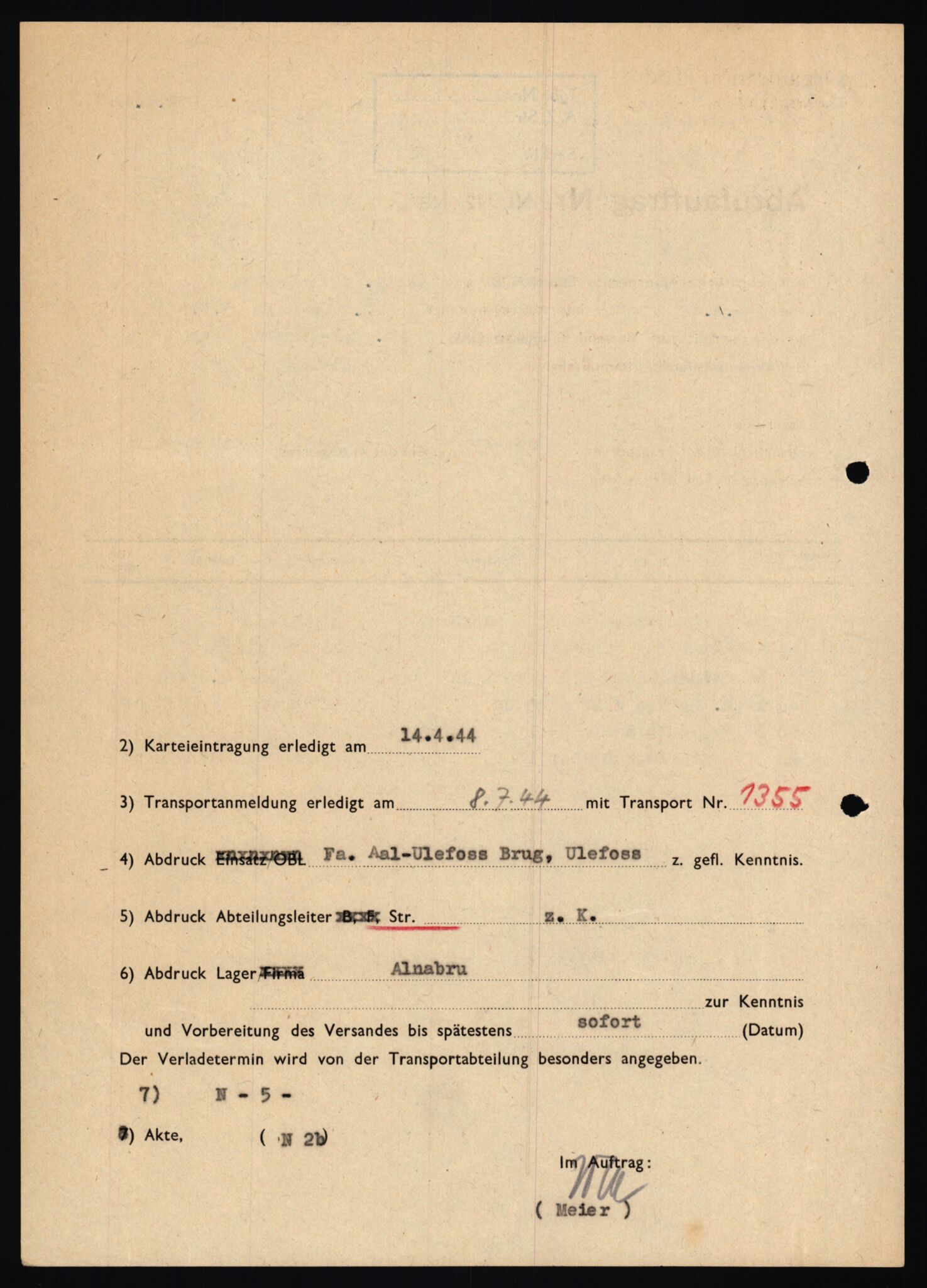 Tyske arkiver, Organisation Todt (OT), Einsatzgruppe Wiking, AV/RA-RAFA-2188/1/E/E6/E6c/L0007: Nachschub: Arkivkode 9451-9490, 1940-1945, p. 95