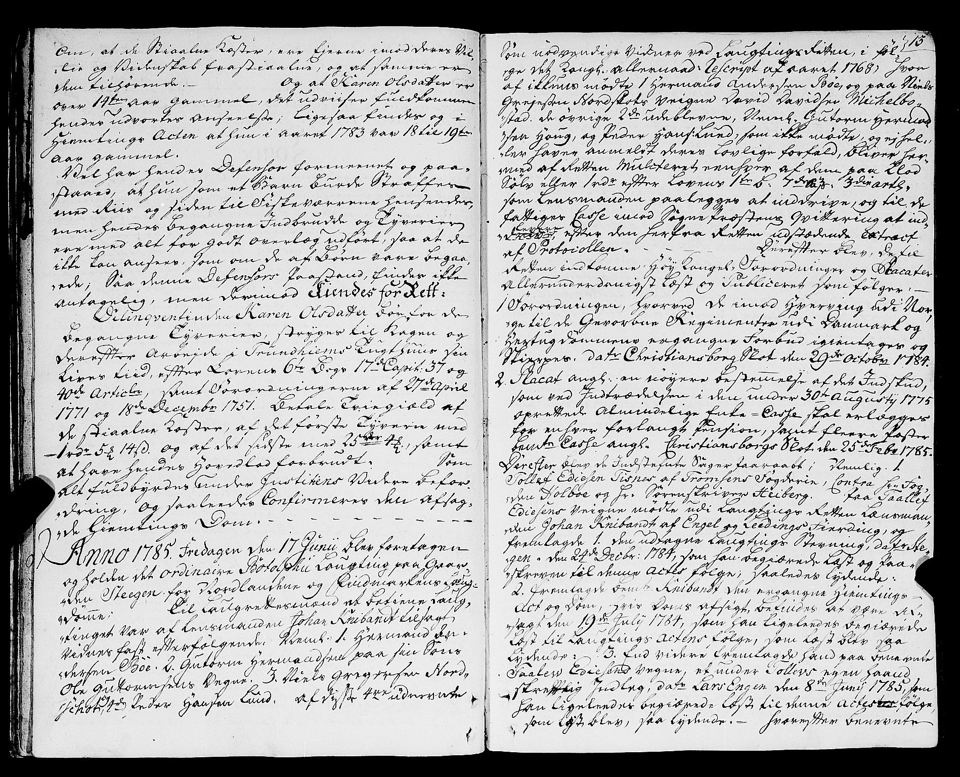 Nordland og Finnmarks lagstol, AV/SAT-A-5608/X/L0016: Lagtingsprotokoll, 1784-1797, p. 13