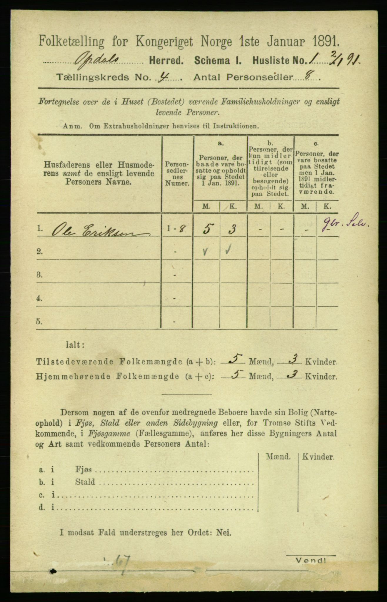 RA, 1891 census for 1634 Oppdal, 1891, p. 1731