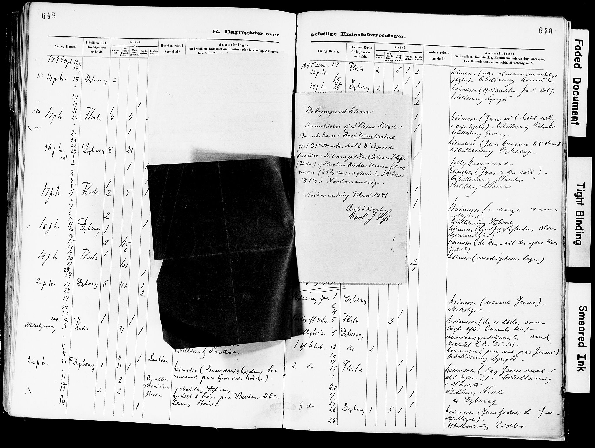 Dypvåg sokneprestkontor, SAK/1111-0007/F/Fa/Fab/L0001: Parish register (official) no. A 1, 1885-1912, p. 648-649