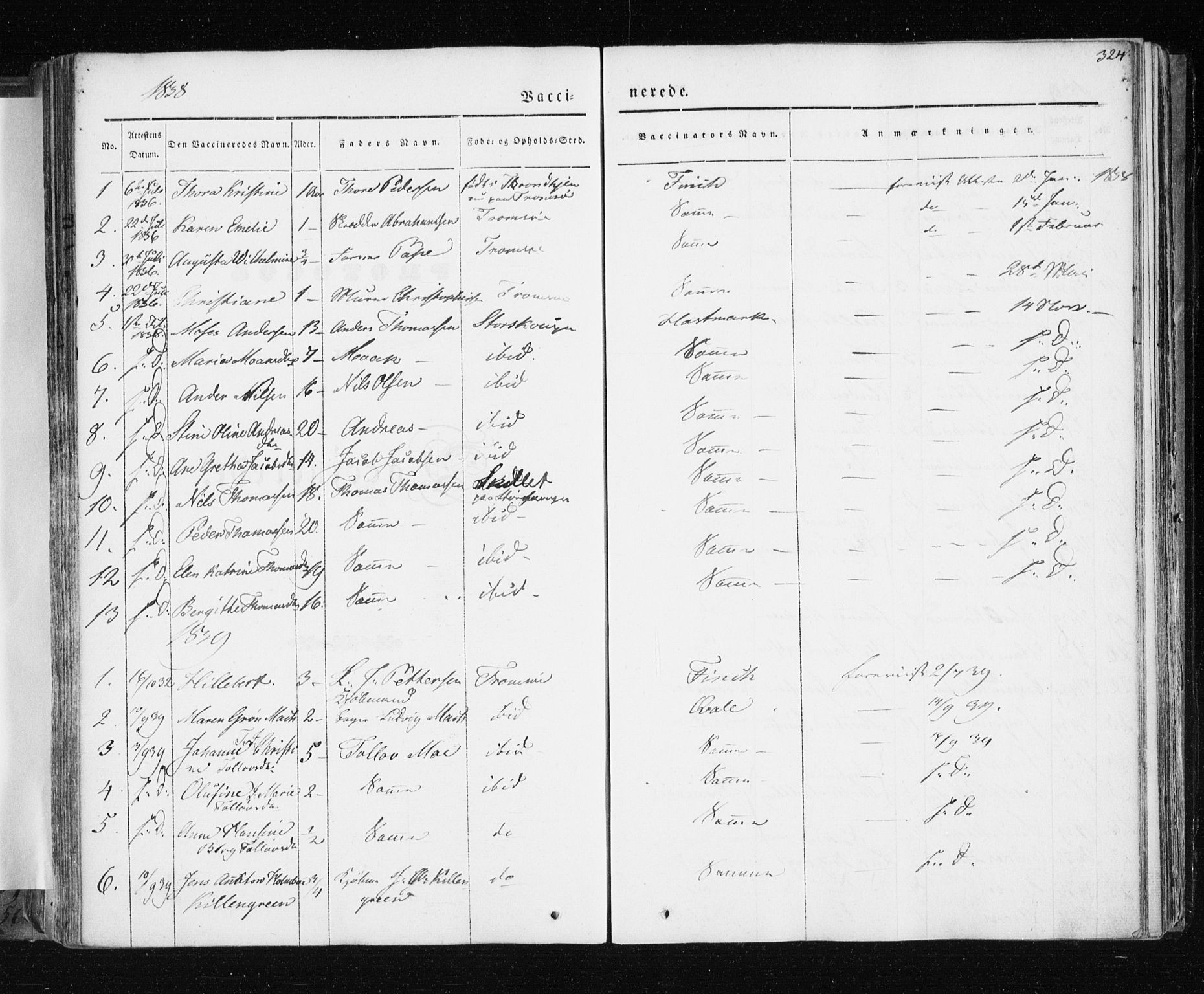 Tromsø sokneprestkontor/stiftsprosti/domprosti, SATØ/S-1343/G/Ga/L0009kirke: Parish register (official) no. 9, 1837-1847, p. 324