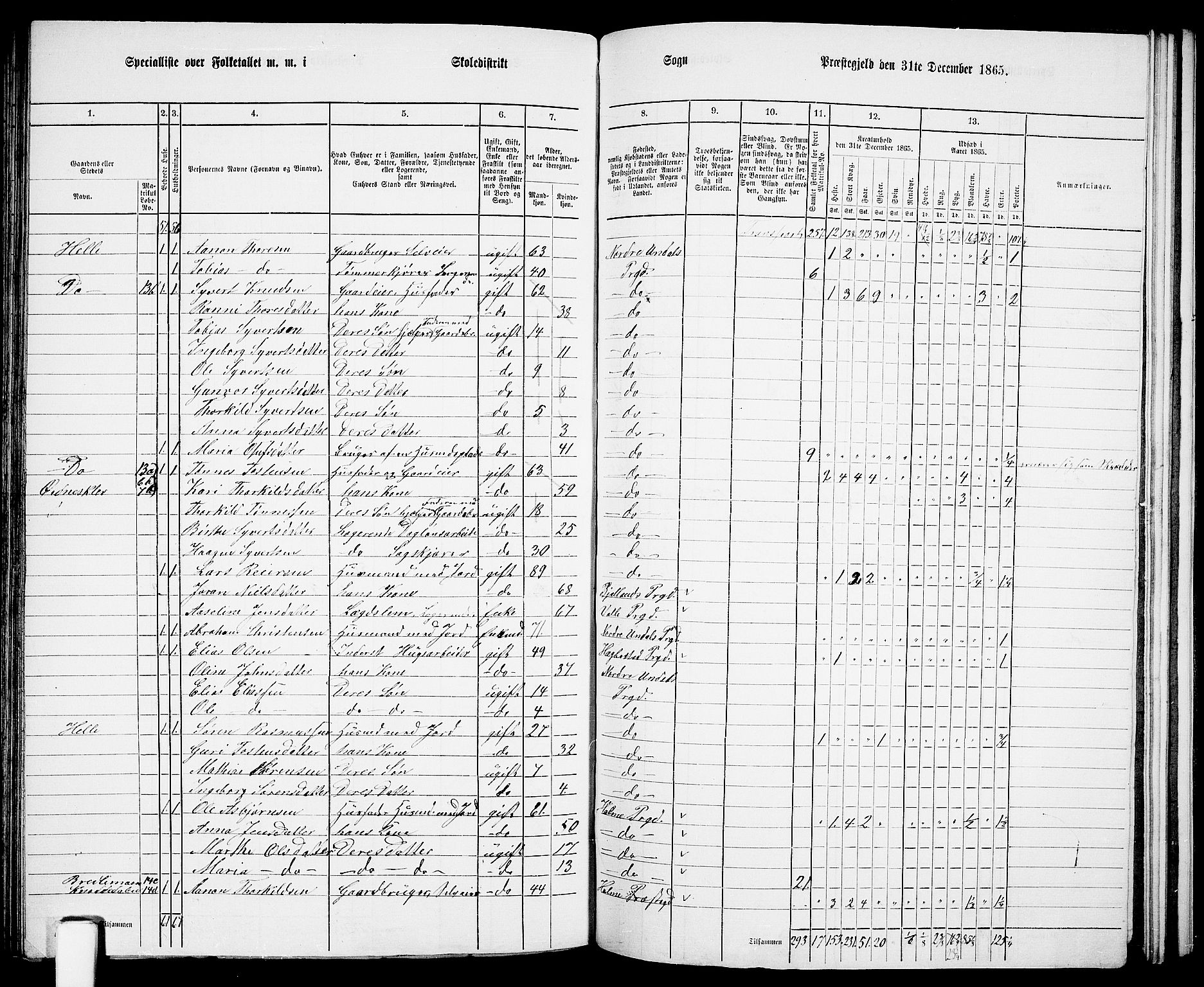 RA, 1865 census for Nord-Audnedal, 1865, p. 87
