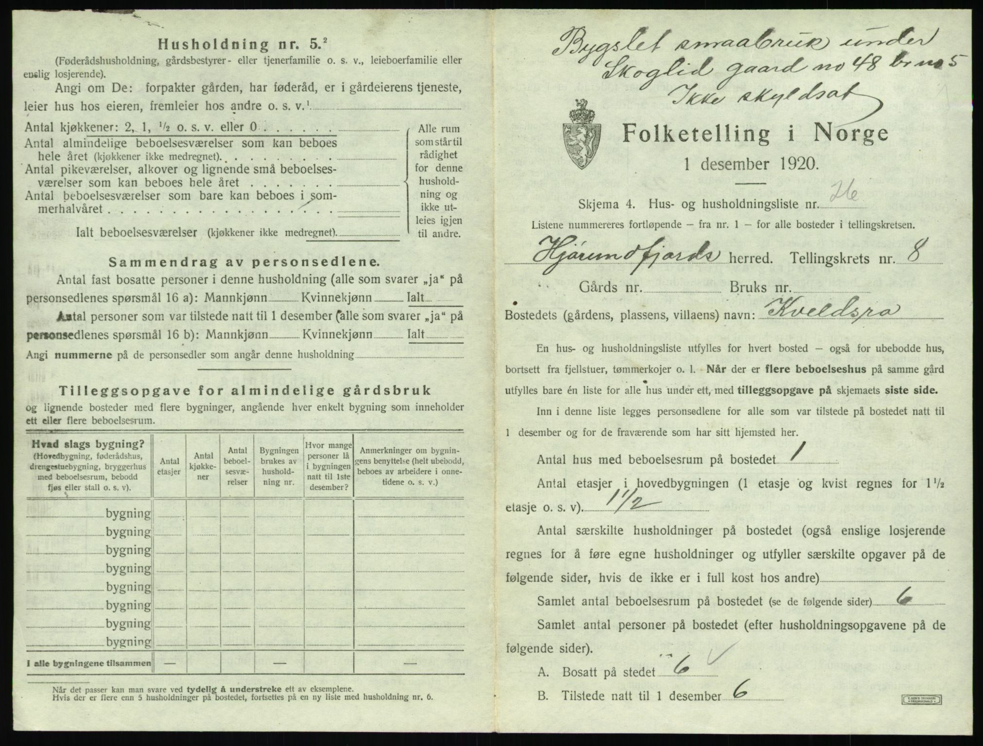 SAT, 1920 census for Hjørundfjord, 1920, p. 419