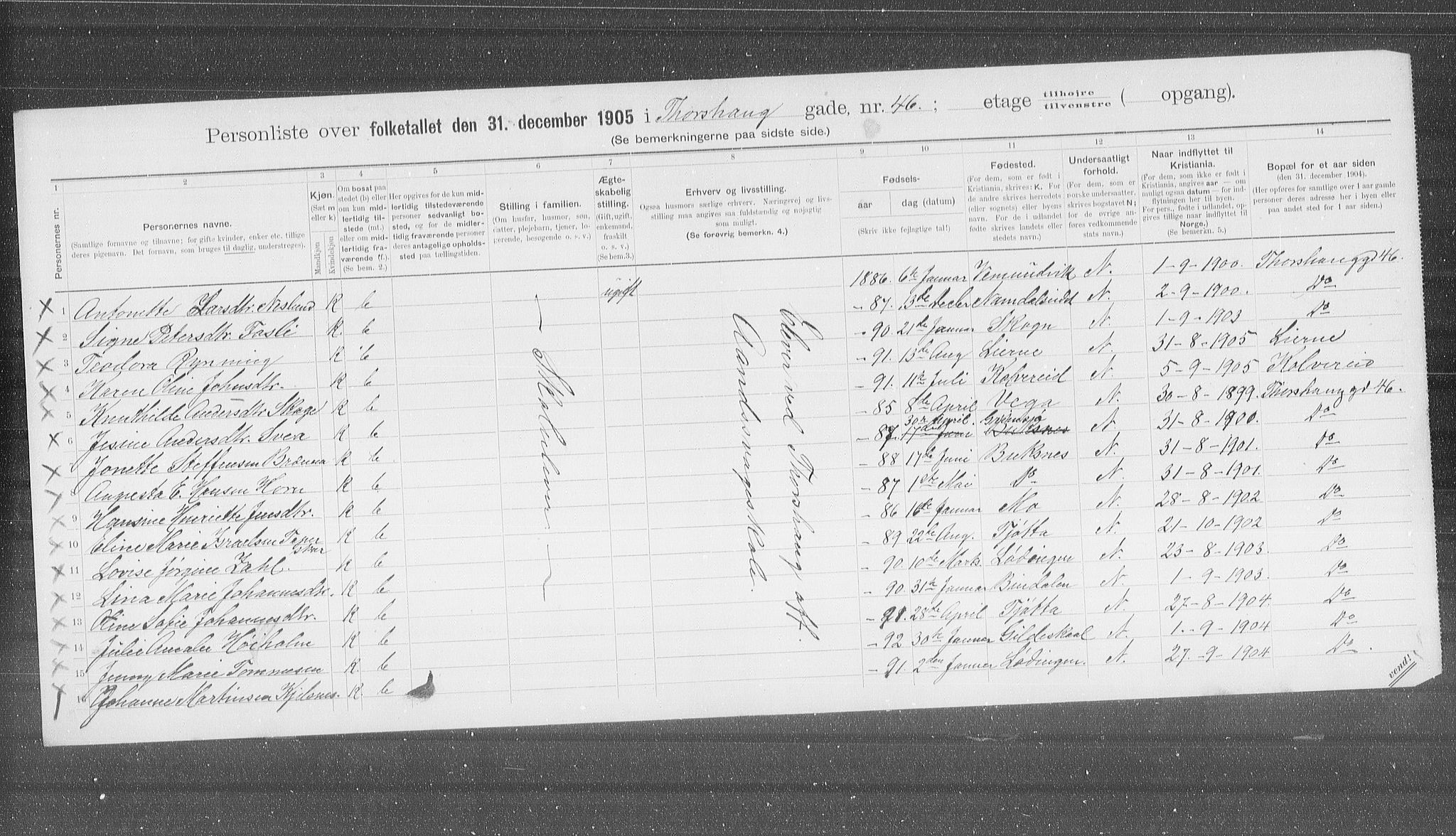 OBA, Municipal Census 1905 for Kristiania, 1905, p. 60145