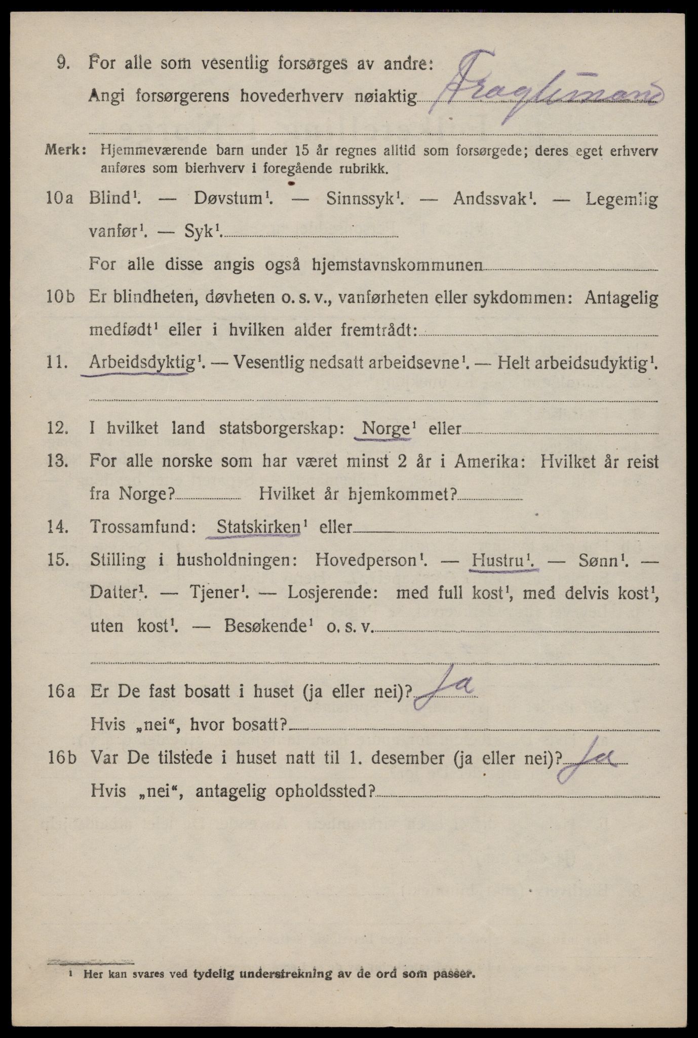 SAST, 1920 census for Strand, 1920, p. 7188