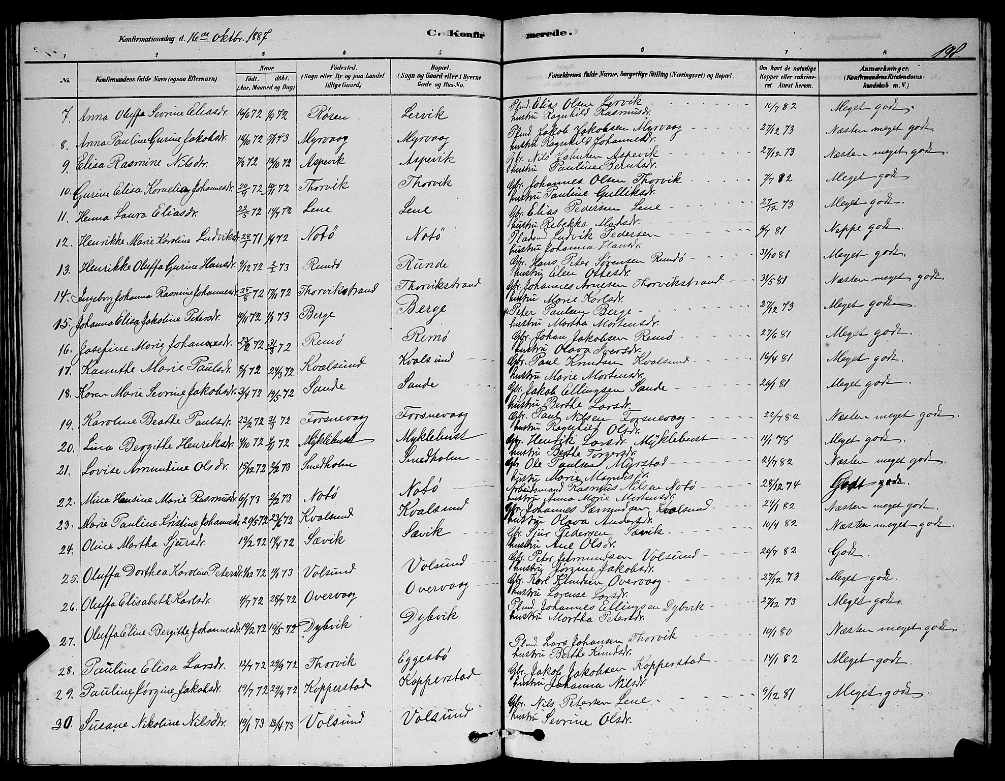 Ministerialprotokoller, klokkerbøker og fødselsregistre - Møre og Romsdal, SAT/A-1454/507/L0081: Parish register (copy) no. 507C04, 1878-1898, p. 198