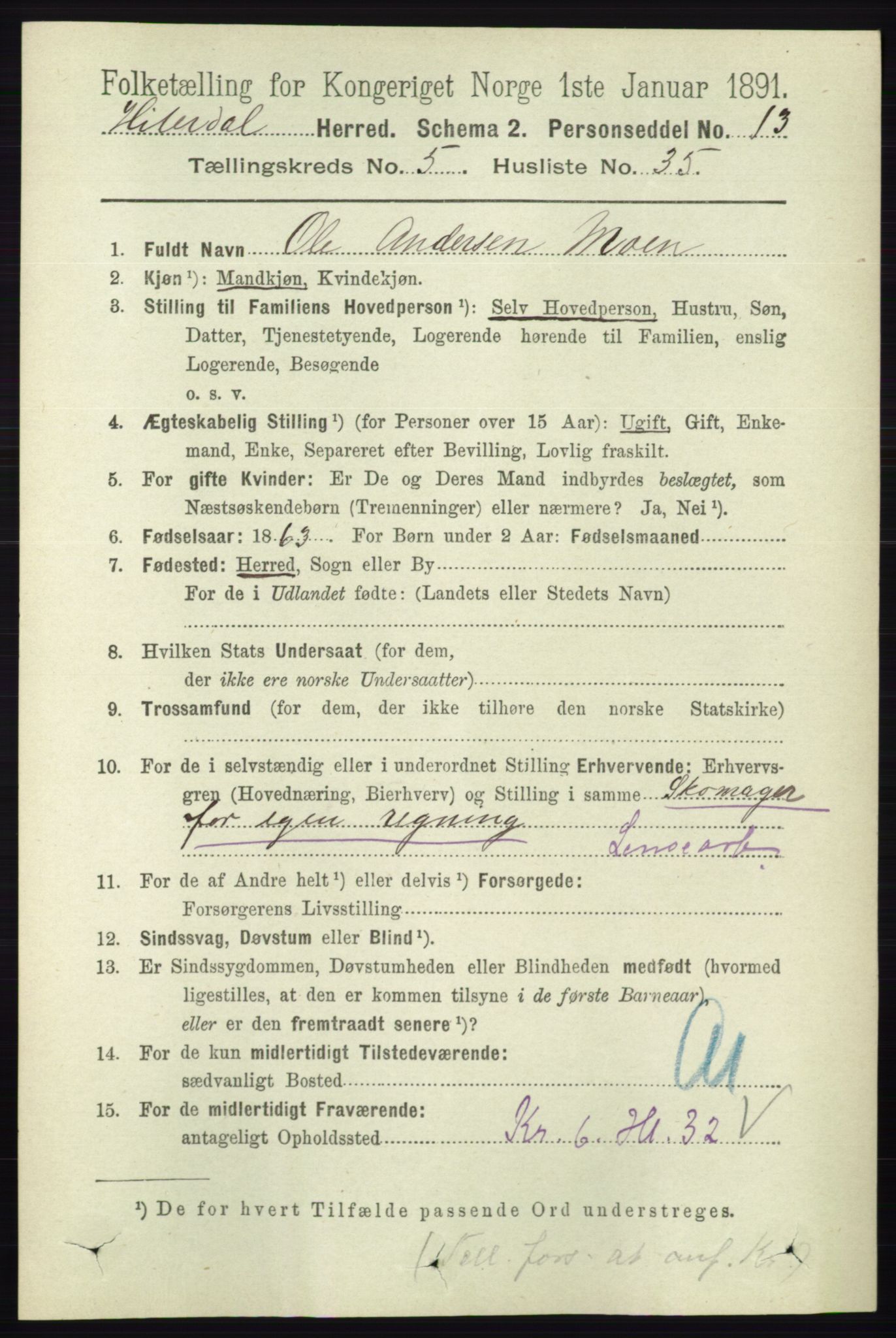 RA, 1891 census for 0823 Heddal, 1891, p. 2238