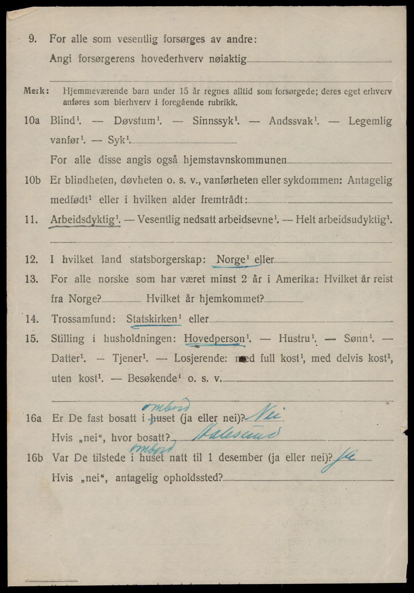 SAT, 1920 census for Vestnes, 1920, p. 3400