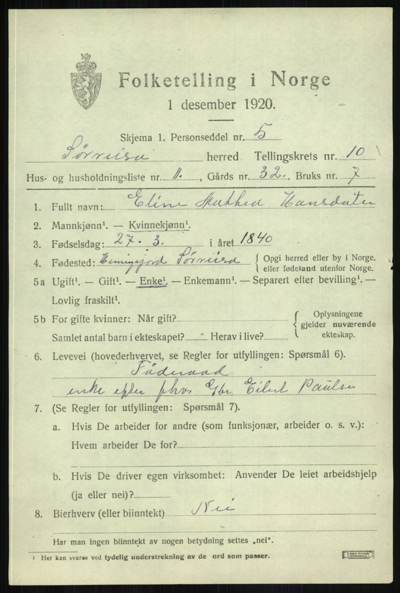 SATØ, 1920 census for Sørreisa, 1920, p. 4610