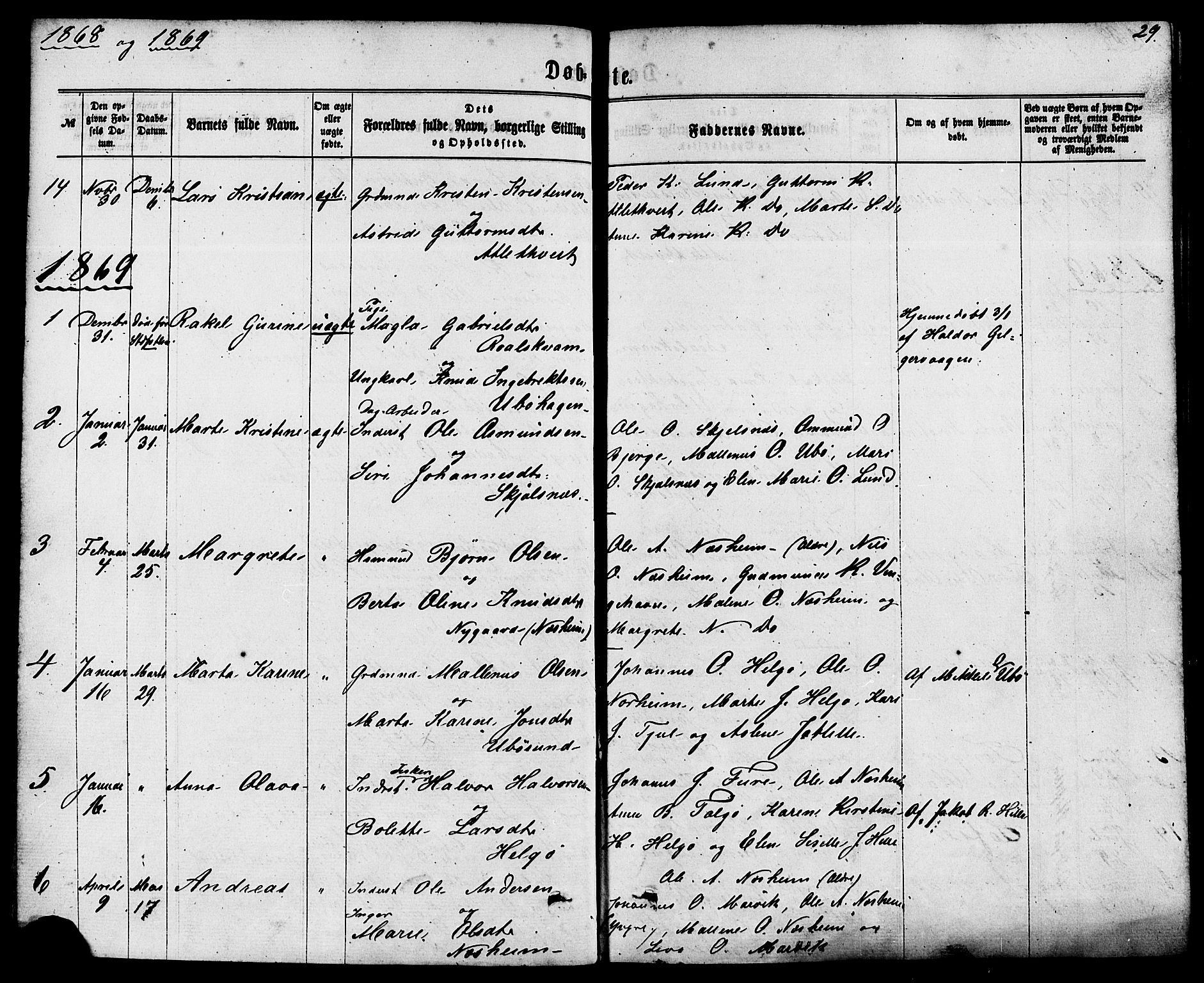 Nedstrand sokneprestkontor, AV/SAST-A-101841/01/IV: Parish register (official) no. A 10, 1861-1887, p. 29