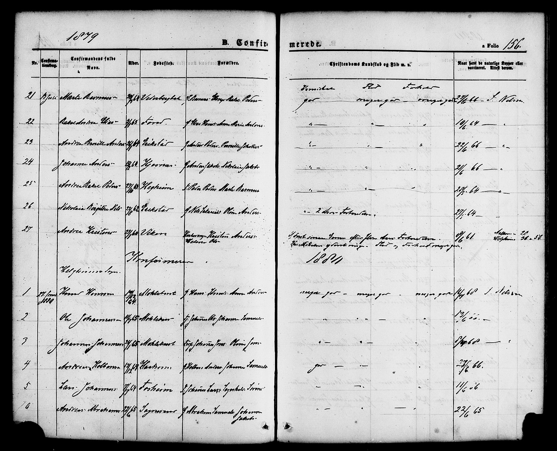 Jølster sokneprestembete, AV/SAB-A-80701/H/Haa/Haaa/L0011: Parish register (official) no. A 11, 1866-1881, p. 156