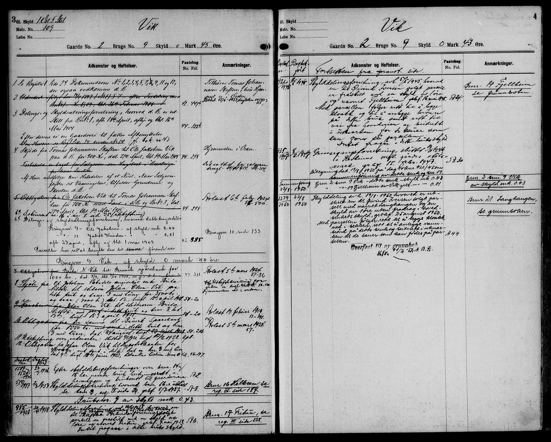 Nordhordland sorenskrivar, SAB/A-2901/1/G/Ga/Gaaa/L0028: Mortgage register no. II.A.a.28, 1893-1952, p. 3-4