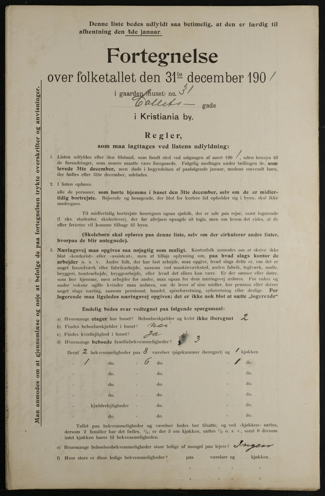 OBA, Municipal Census 1901 for Kristiania, 1901, p. 2140