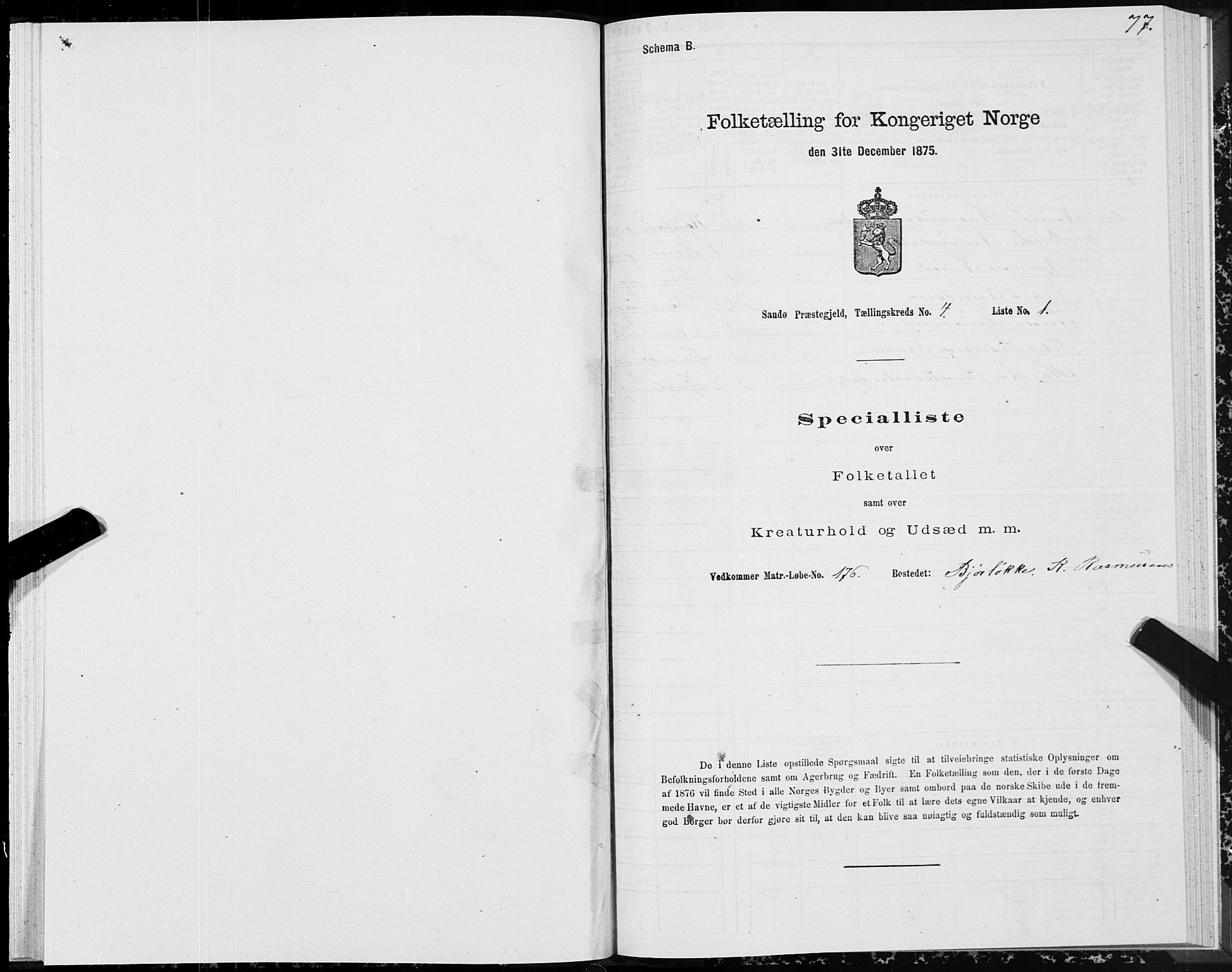 SAT, 1875 census for 1514P Sande, 1875, p. 2077