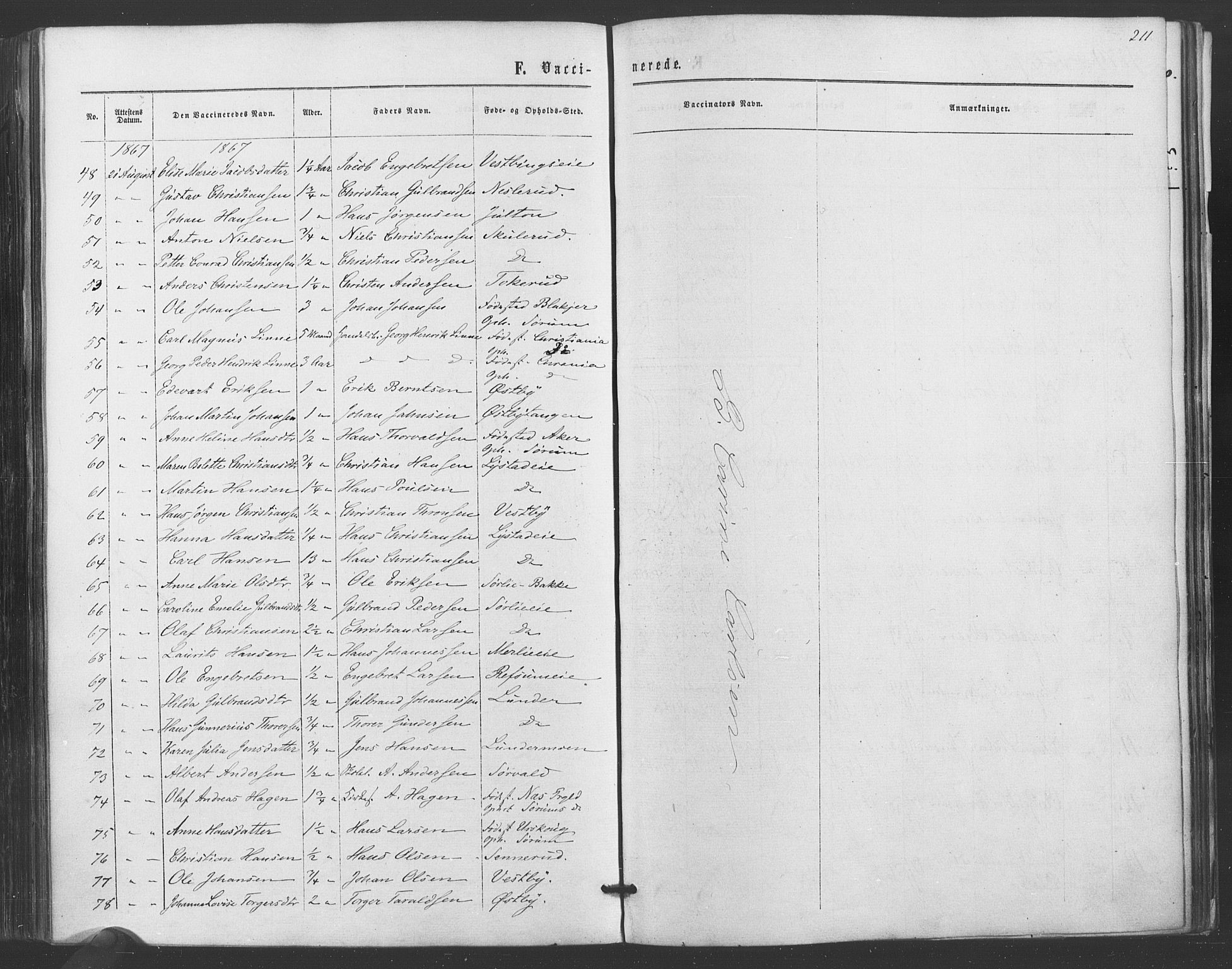 Sørum prestekontor Kirkebøker, AV/SAO-A-10303/F/Fa/L0006: Parish register (official) no. I 6, 1864-1877, p. 211