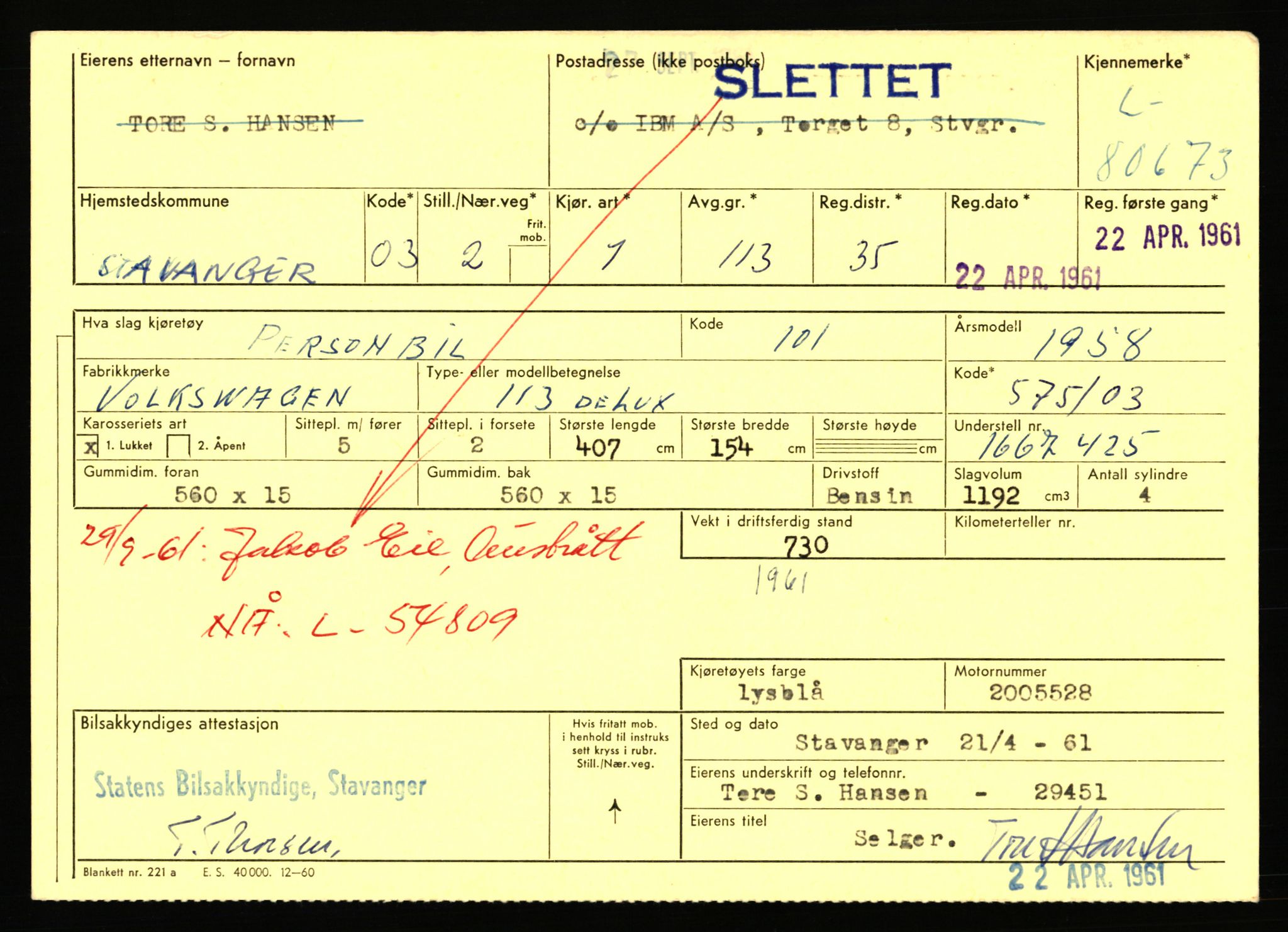 Stavanger trafikkstasjon, AV/SAST-A-101942/0/F/L0071: L-80500 - L-82199, 1930-1971, p. 267