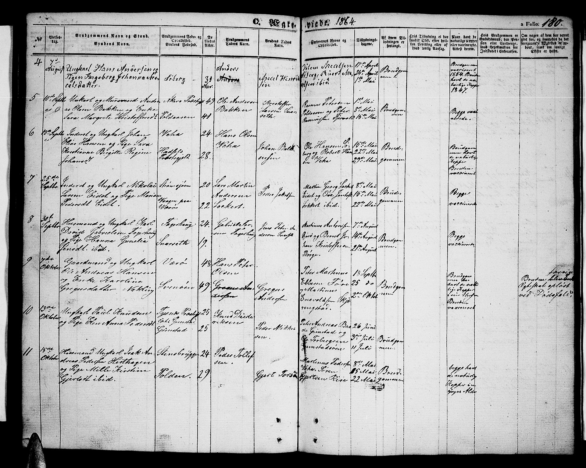 Ministerialprotokoller, klokkerbøker og fødselsregistre - Nordland, SAT/A-1459/891/L1313: Parish register (copy) no. 891C02, 1856-1870, p. 180