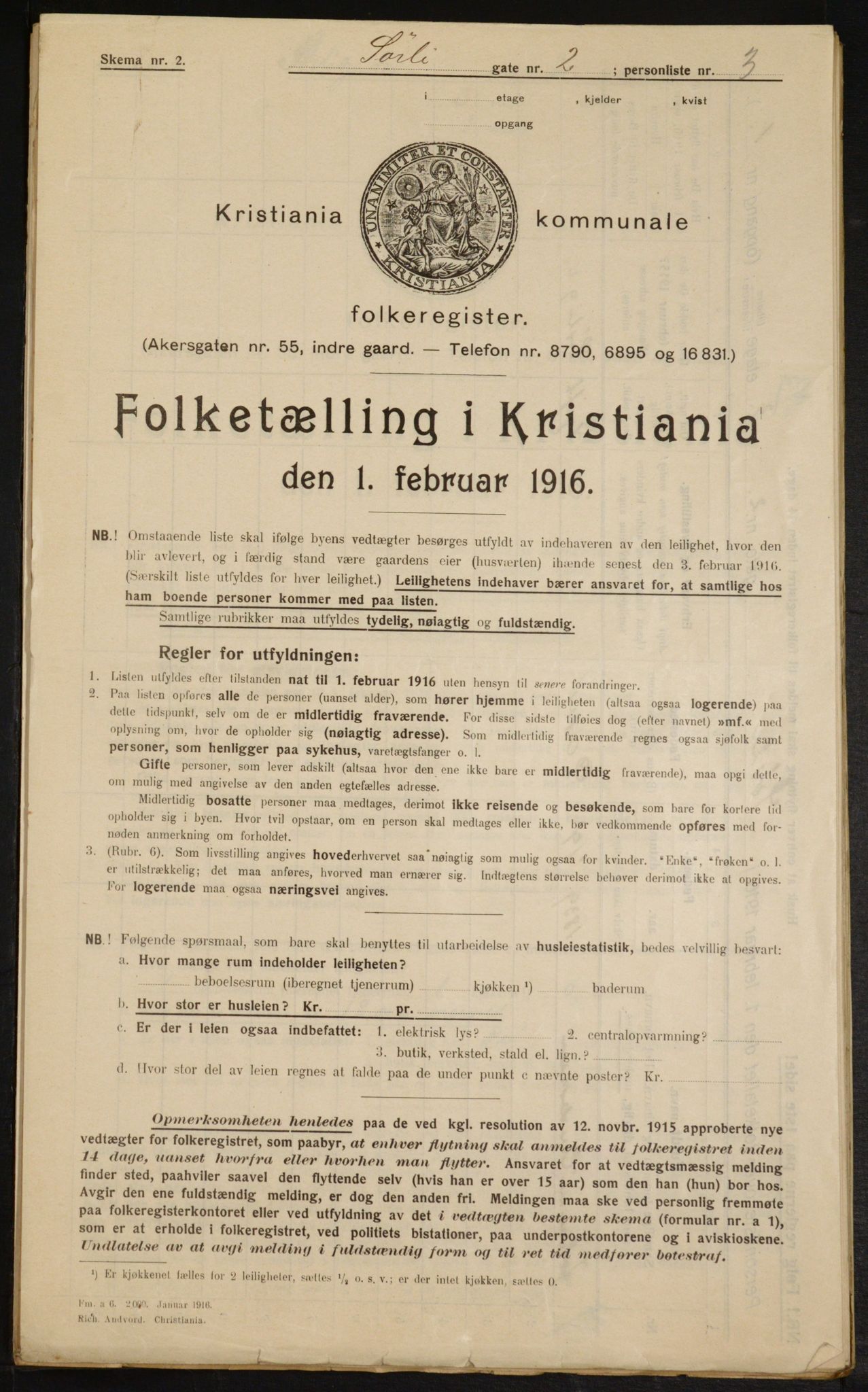 OBA, Municipal Census 1916 for Kristiania, 1916, p. 109417