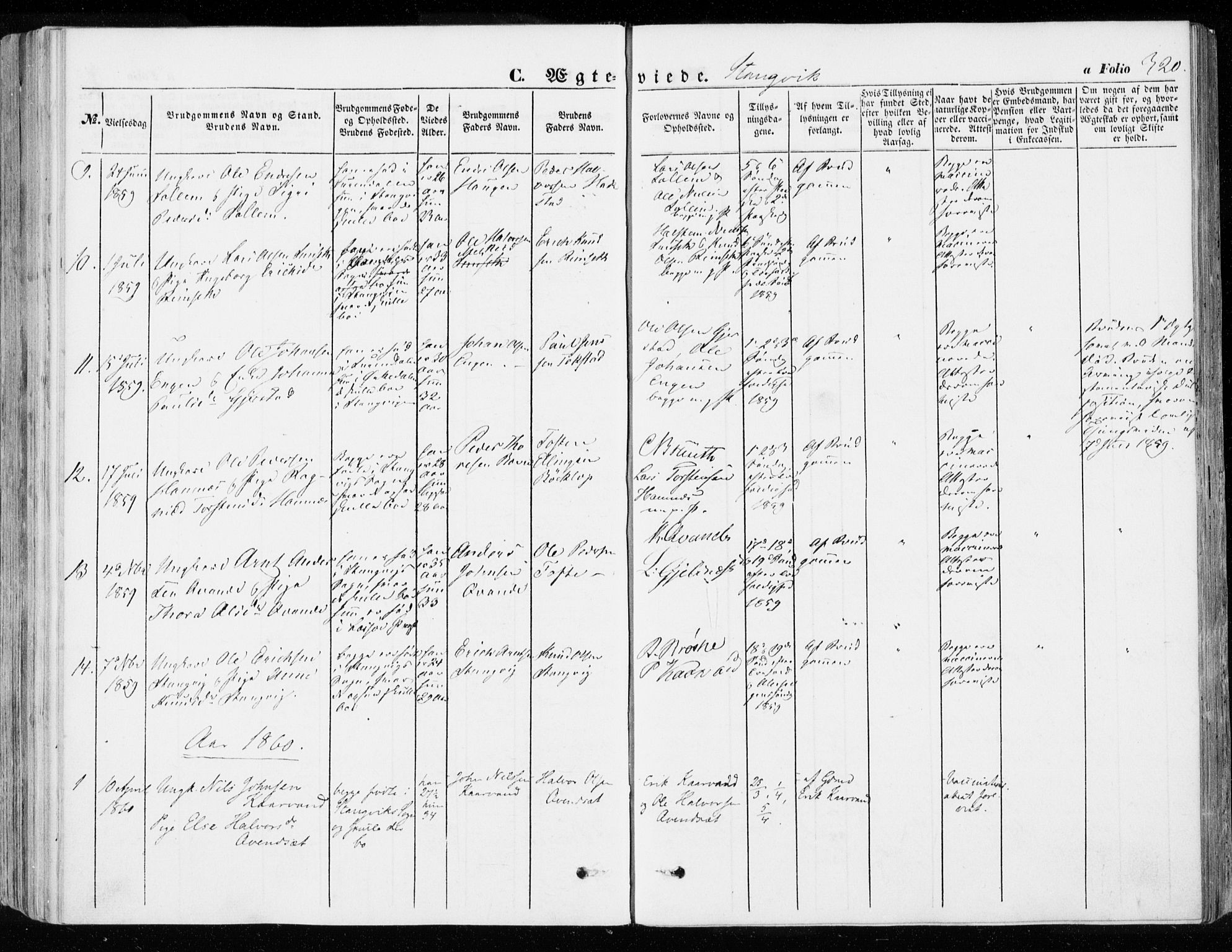 Ministerialprotokoller, klokkerbøker og fødselsregistre - Møre og Romsdal, SAT/A-1454/592/L1026: Parish register (official) no. 592A04, 1849-1867, p. 320