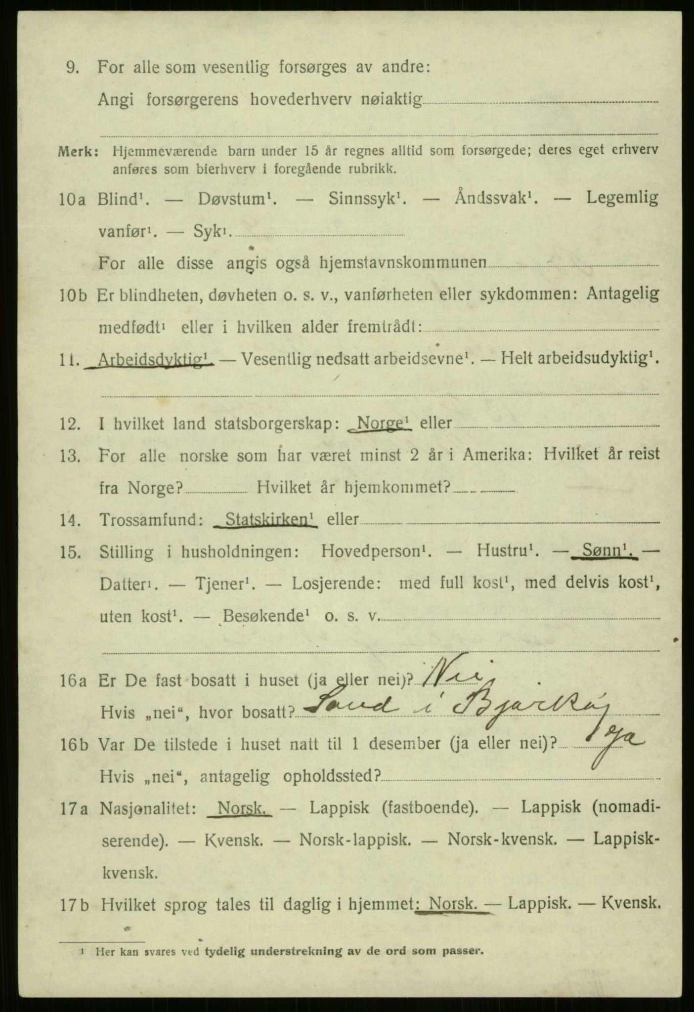 SATØ, 1920 census for Bjarkøy, 1920, p. 1552