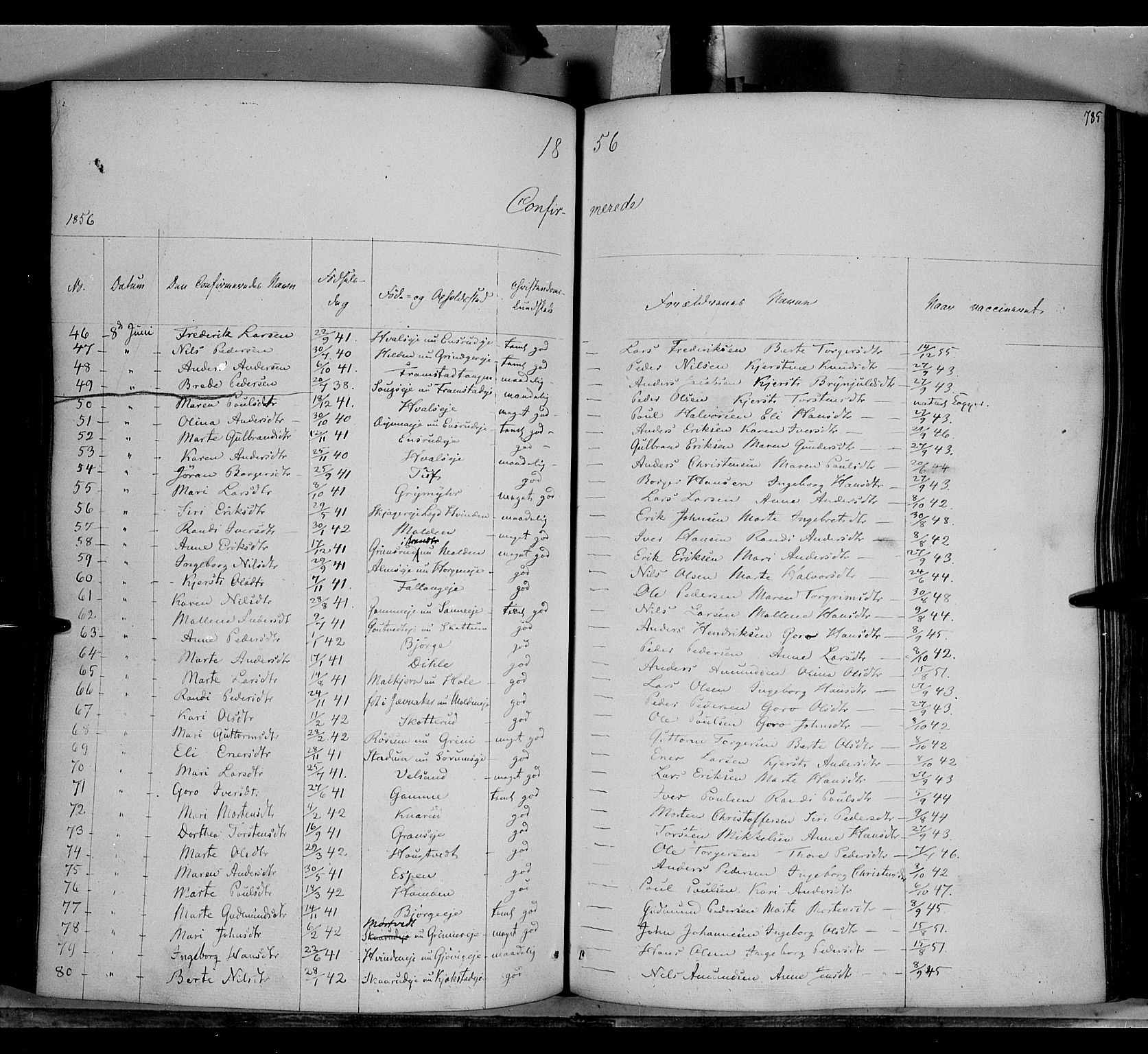 Gran prestekontor, AV/SAH-PREST-112/H/Ha/Haa/L0011: Parish register (official) no. 11, 1842-1856, p. 784-785