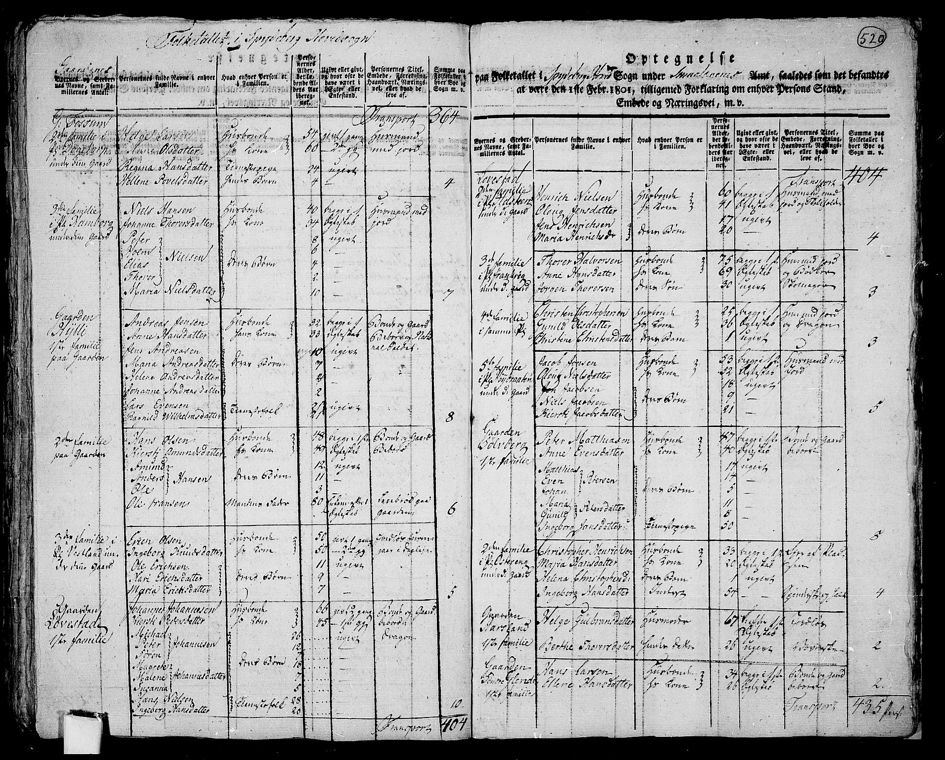 RA, 1801 census for 0123P Spydeberg, 1801, p. 519b-520a