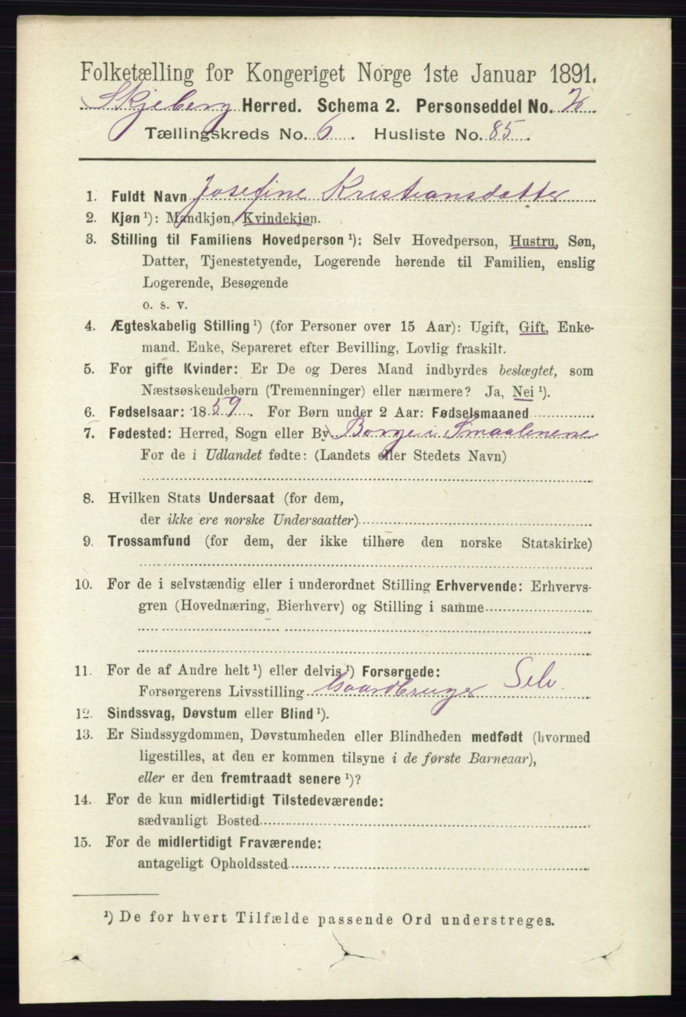 RA, 1891 census for 0115 Skjeberg, 1891, p. 3346