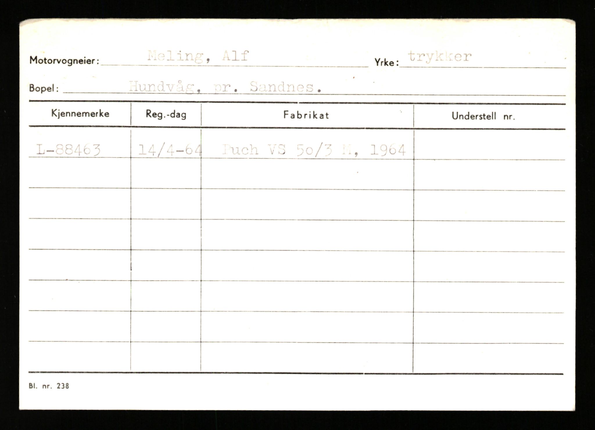 Stavanger trafikkstasjon, AV/SAST-A-101942/0/H/L0025: Meling - Mygland, 1930-1971, p. 1