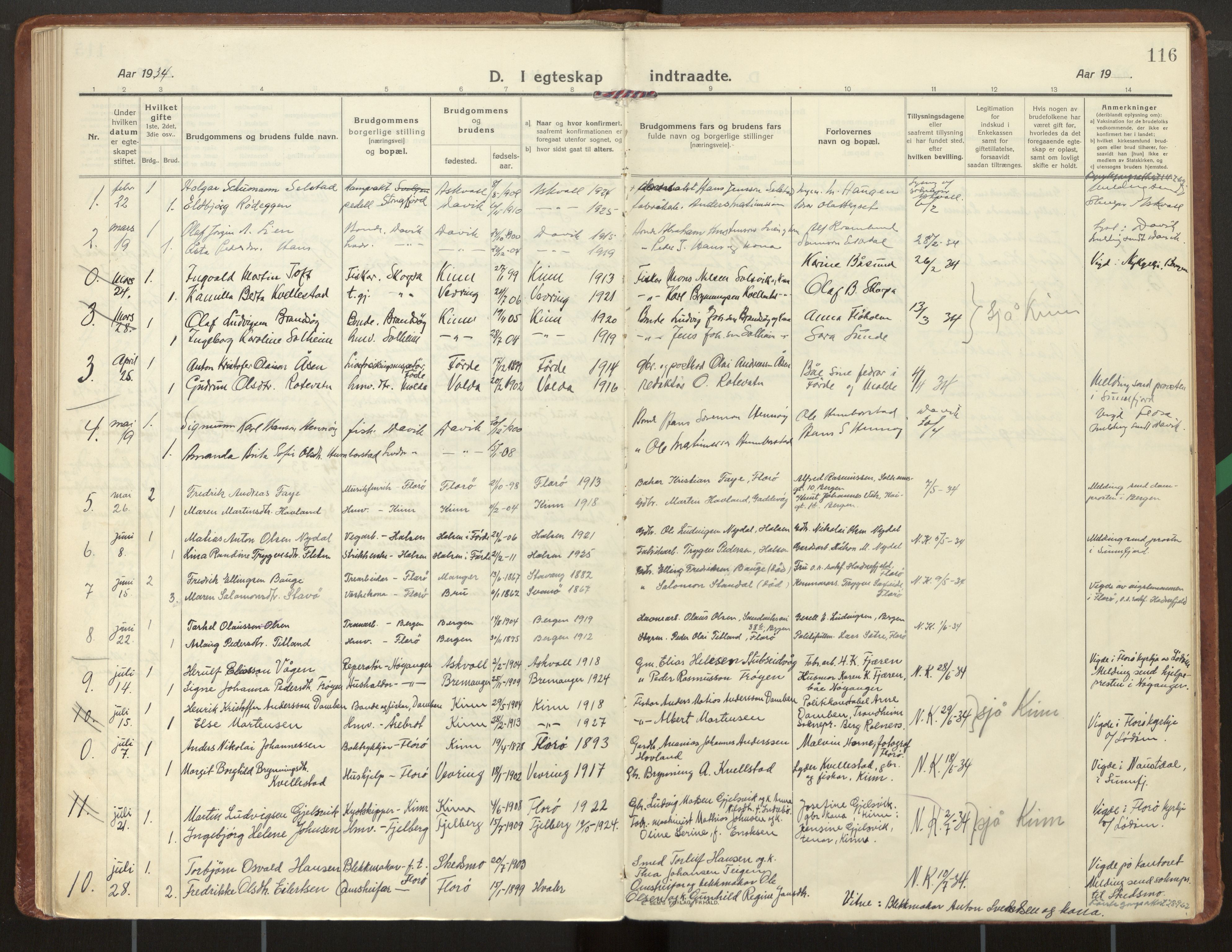 Kinn sokneprestembete, SAB/A-80801/H/Haa/Haac/L0003: Parish register (official) no. C 3, 1917-1934, p. 116