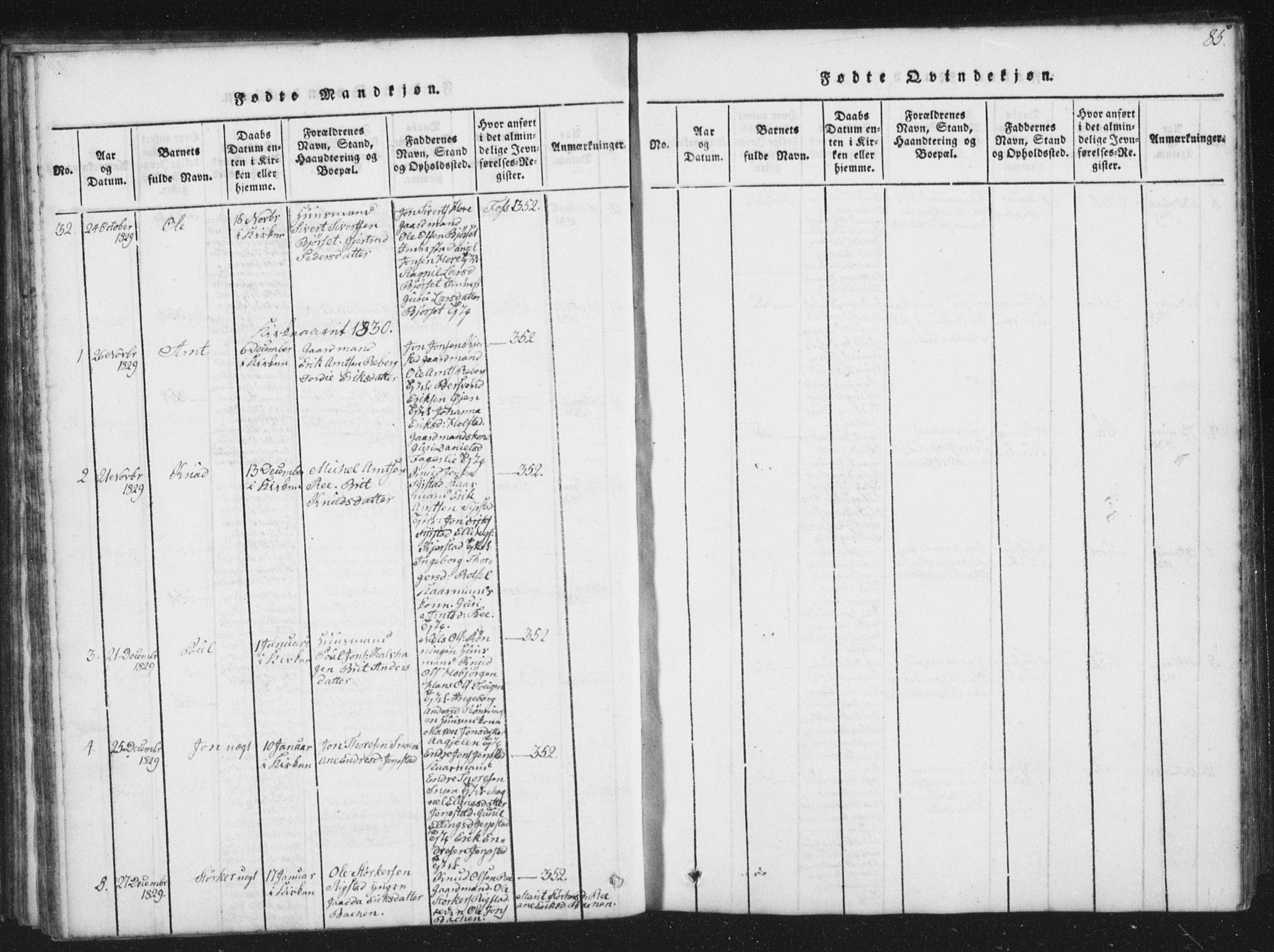 Ministerialprotokoller, klokkerbøker og fødselsregistre - Sør-Trøndelag, AV/SAT-A-1456/672/L0862: Parish register (copy) no. 672C01, 1816-1831, p. 85