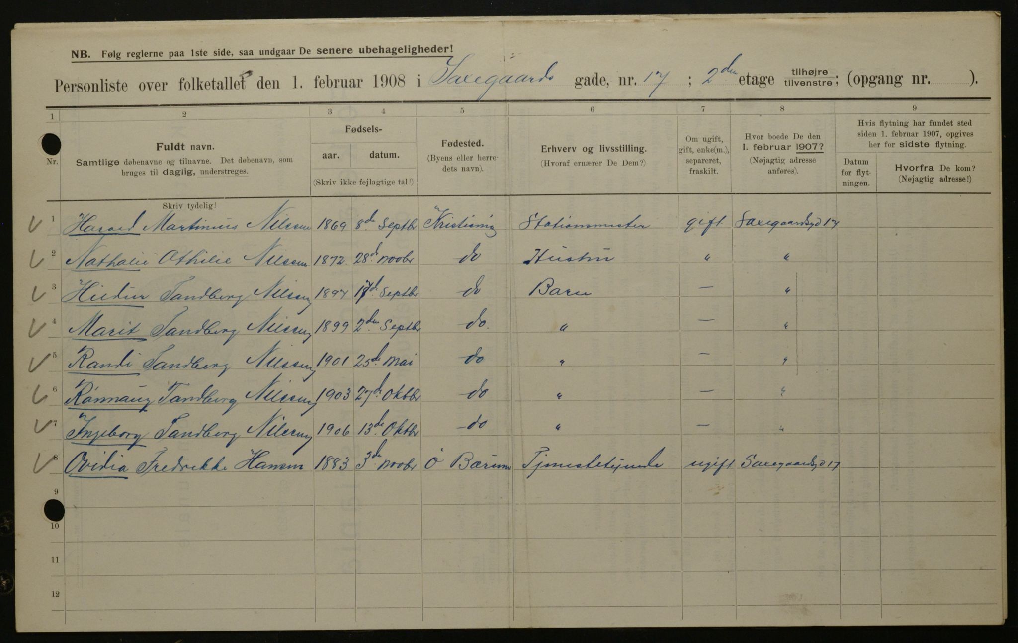 OBA, Municipal Census 1908 for Kristiania, 1908, p. 80548