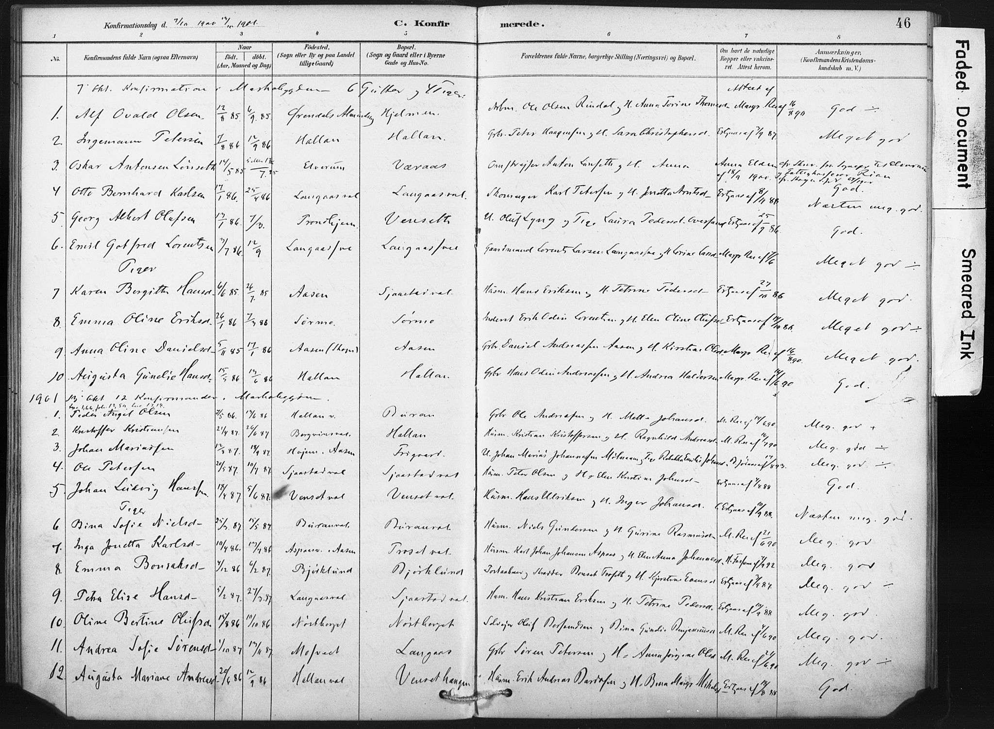 Ministerialprotokoller, klokkerbøker og fødselsregistre - Nord-Trøndelag, SAT/A-1458/718/L0175: Parish register (official) no. 718A01, 1890-1923, p. 46