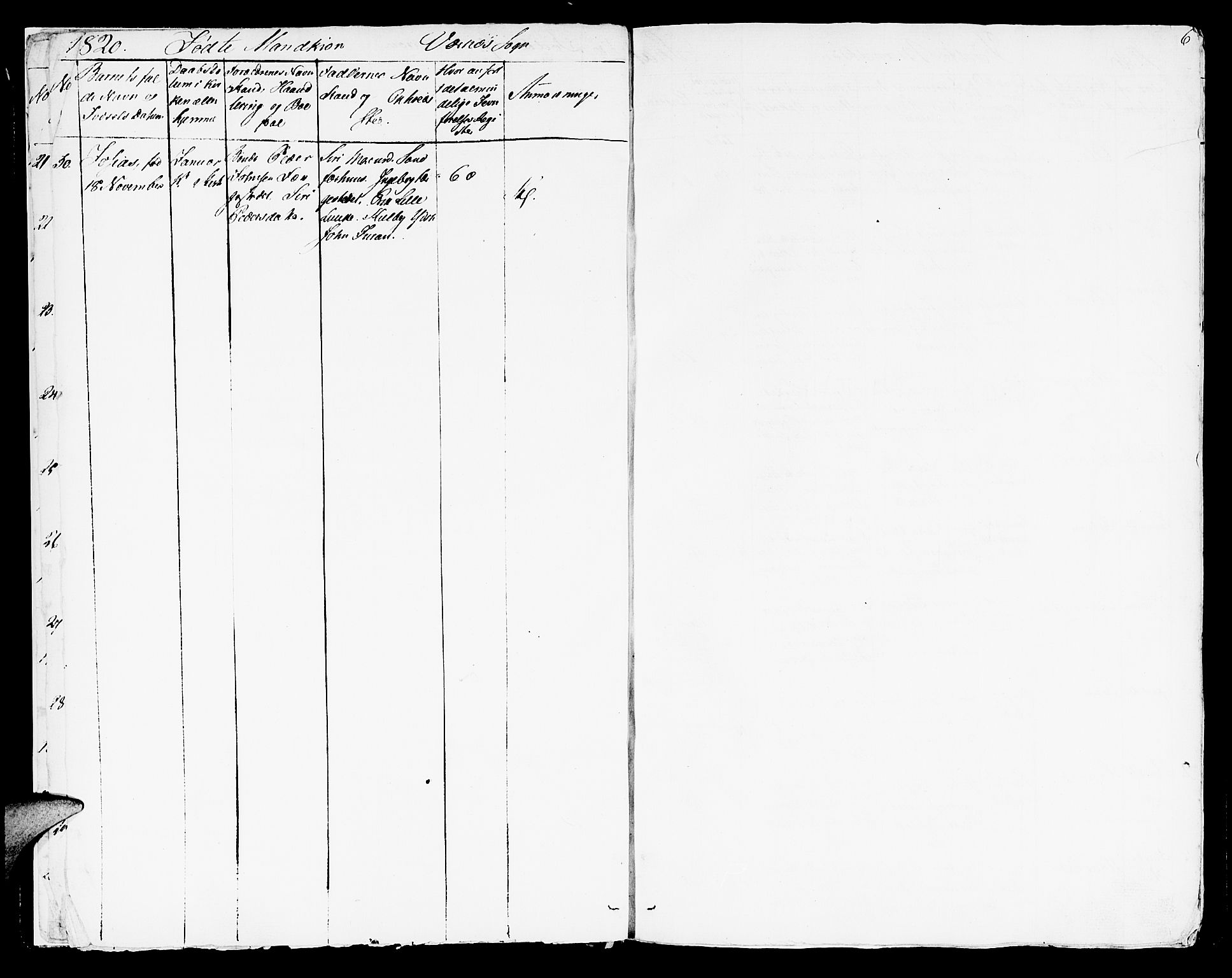 Ministerialprotokoller, klokkerbøker og fødselsregistre - Nord-Trøndelag, AV/SAT-A-1458/709/L0061: Parish register (official) no. 709A09 /1, 1820-1821, p. 6