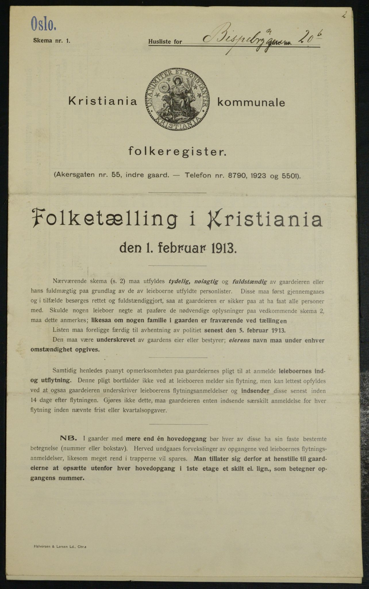 OBA, Municipal Census 1913 for Kristiania, 1913, p. 5199