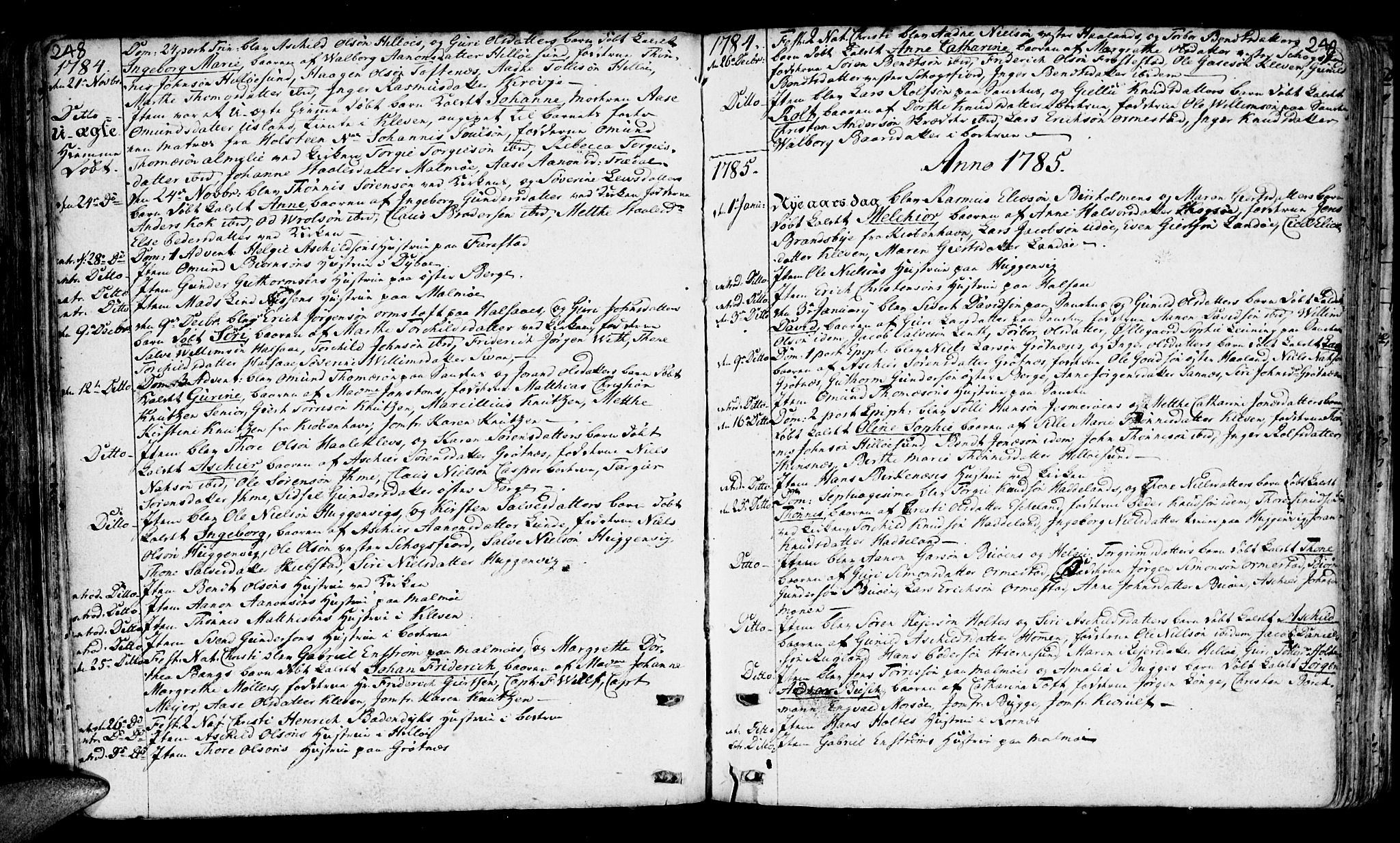 Mandal sokneprestkontor, AV/SAK-1111-0030/F/Fa/Faa/L0003: Parish register (official) no. A 3, 1748-1794, p. 248-249