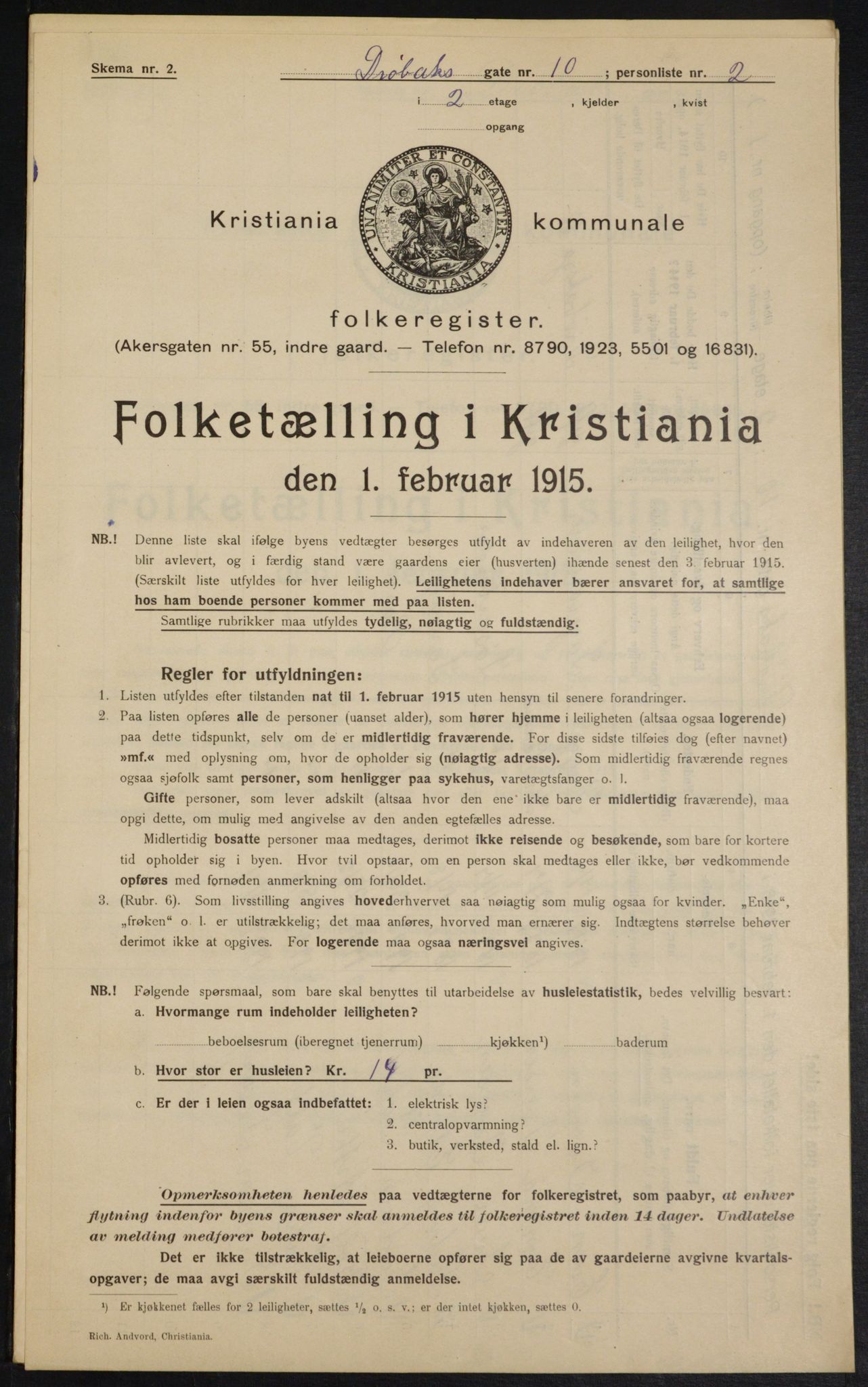 OBA, Municipal Census 1915 for Kristiania, 1915, p. 17416