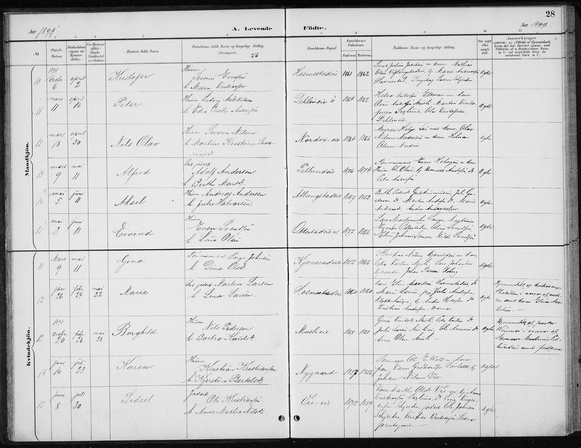 Stange prestekontor, AV/SAH-PREST-002/L/L0010: Parish register (copy) no. 10, 1894-1905, p. 28