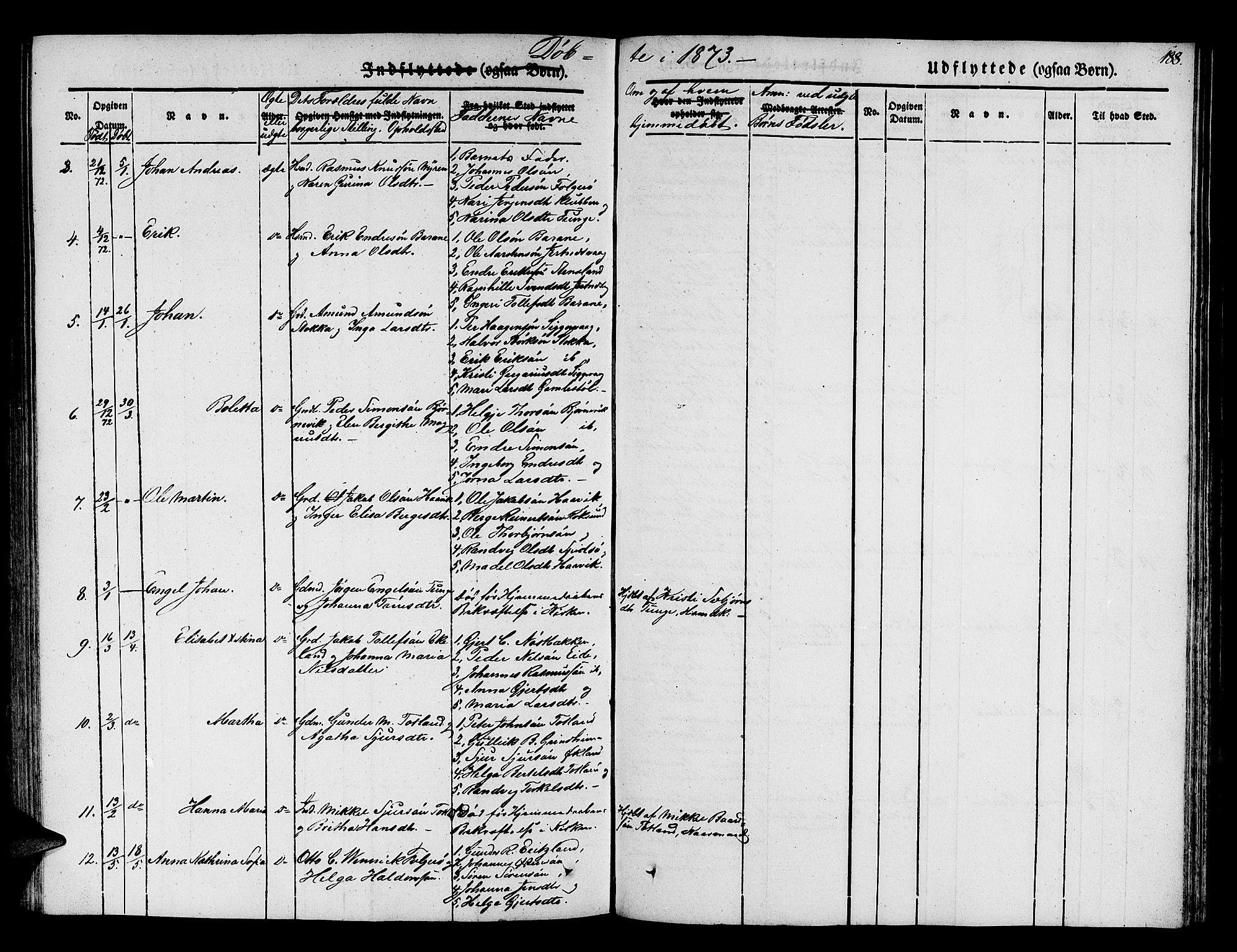 Finnås sokneprestembete, AV/SAB-A-99925/H/Ha/Hab/Haba/L0001: Parish register (copy) no. A 1, 1851-1873, p. 188