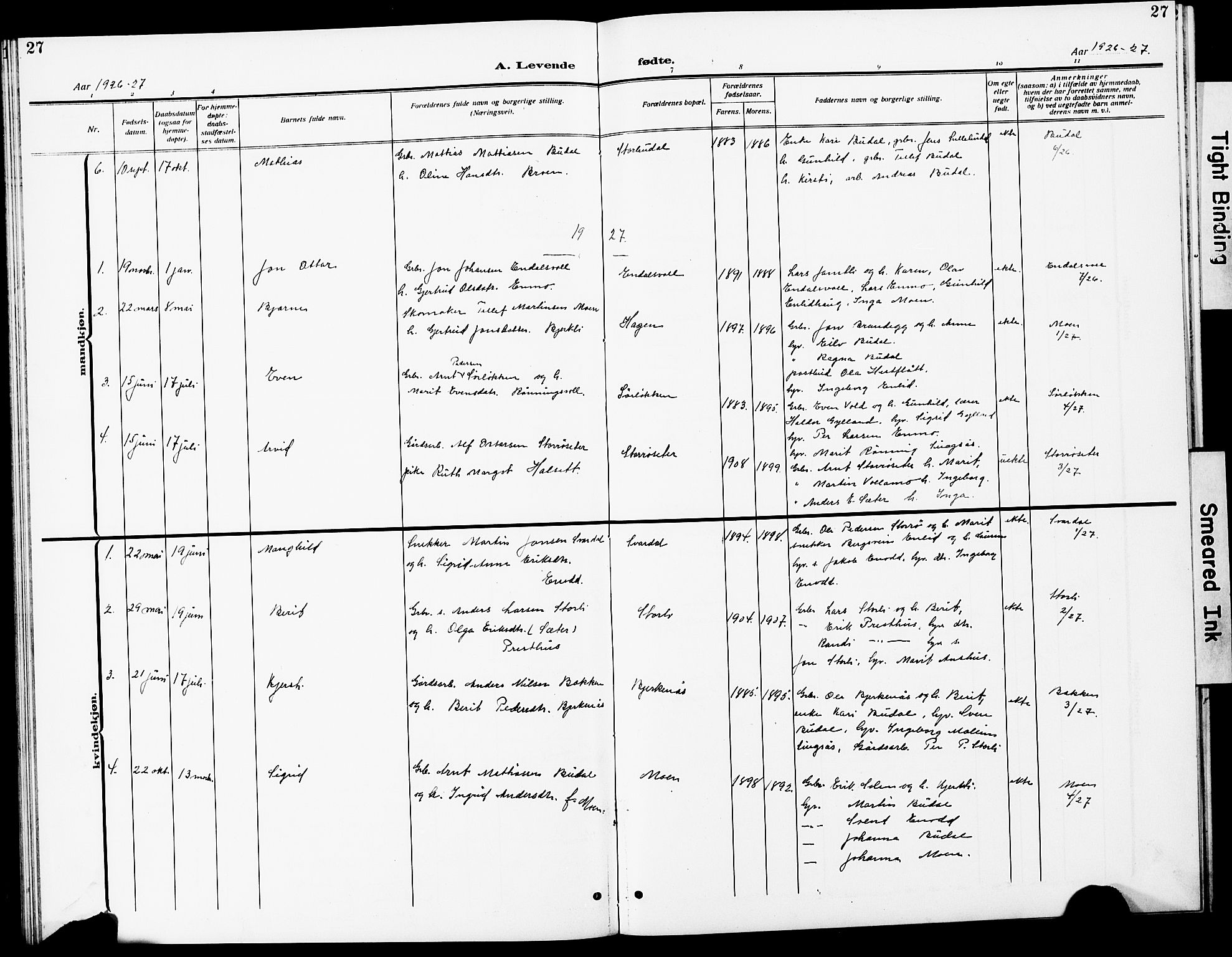 Ministerialprotokoller, klokkerbøker og fødselsregistre - Sør-Trøndelag, SAT/A-1456/690/L1052: Parish register (copy) no. 690C02, 1907-1929, p. 27