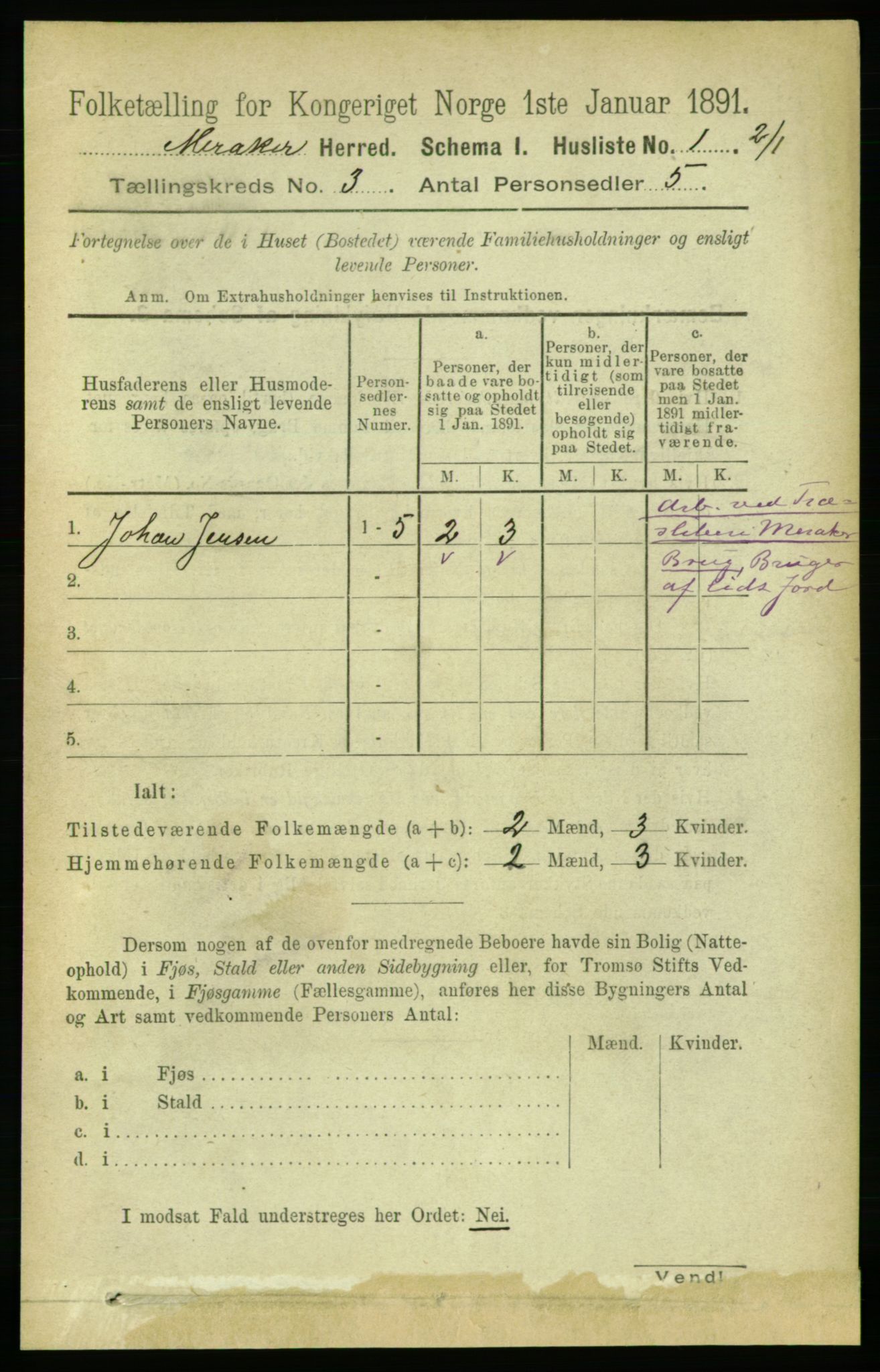 RA, 1891 census for 1711 Meråker, 1891, p. 1063