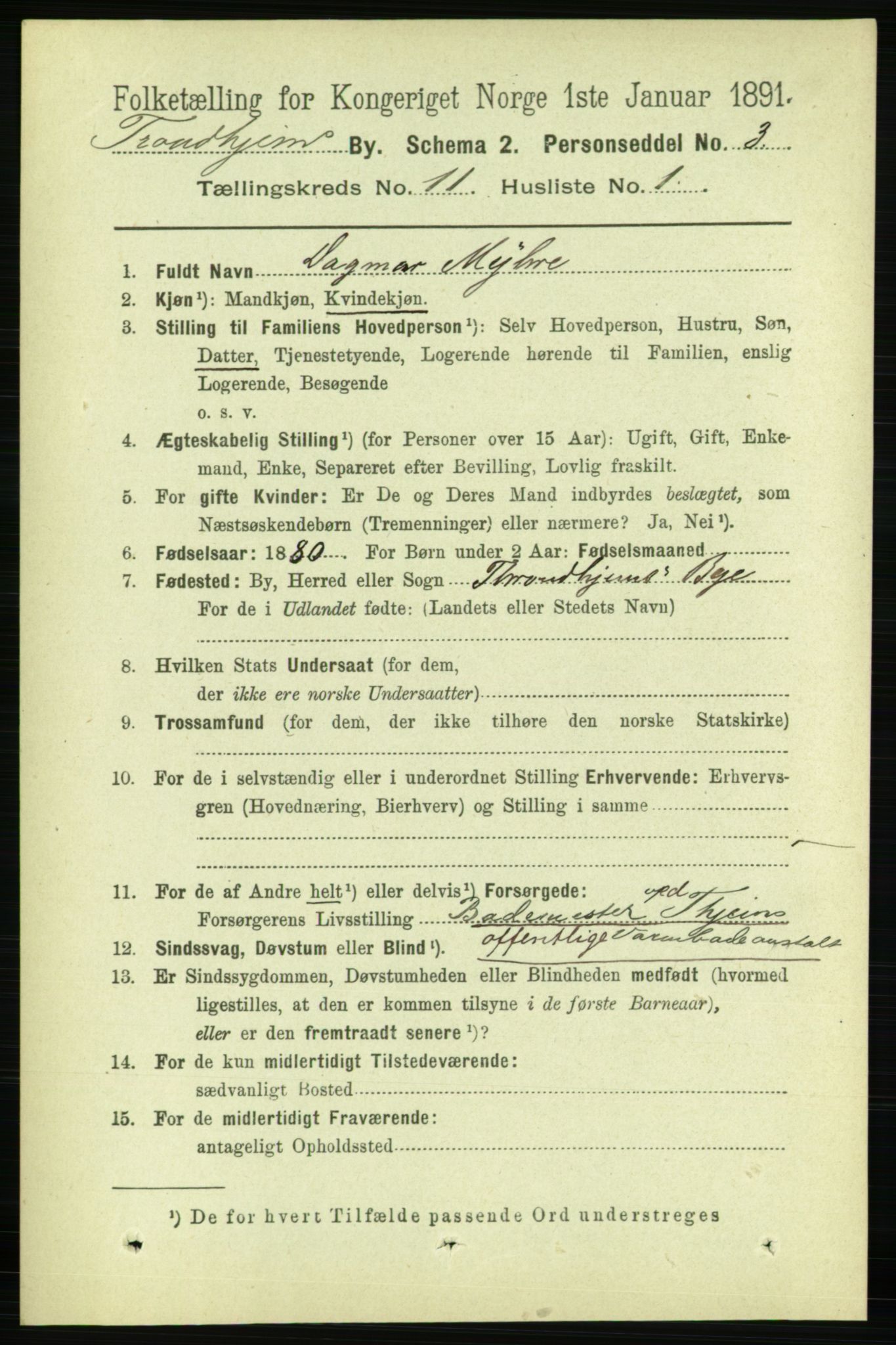 RA, 1891 census for 1601 Trondheim, 1891, p. 9279