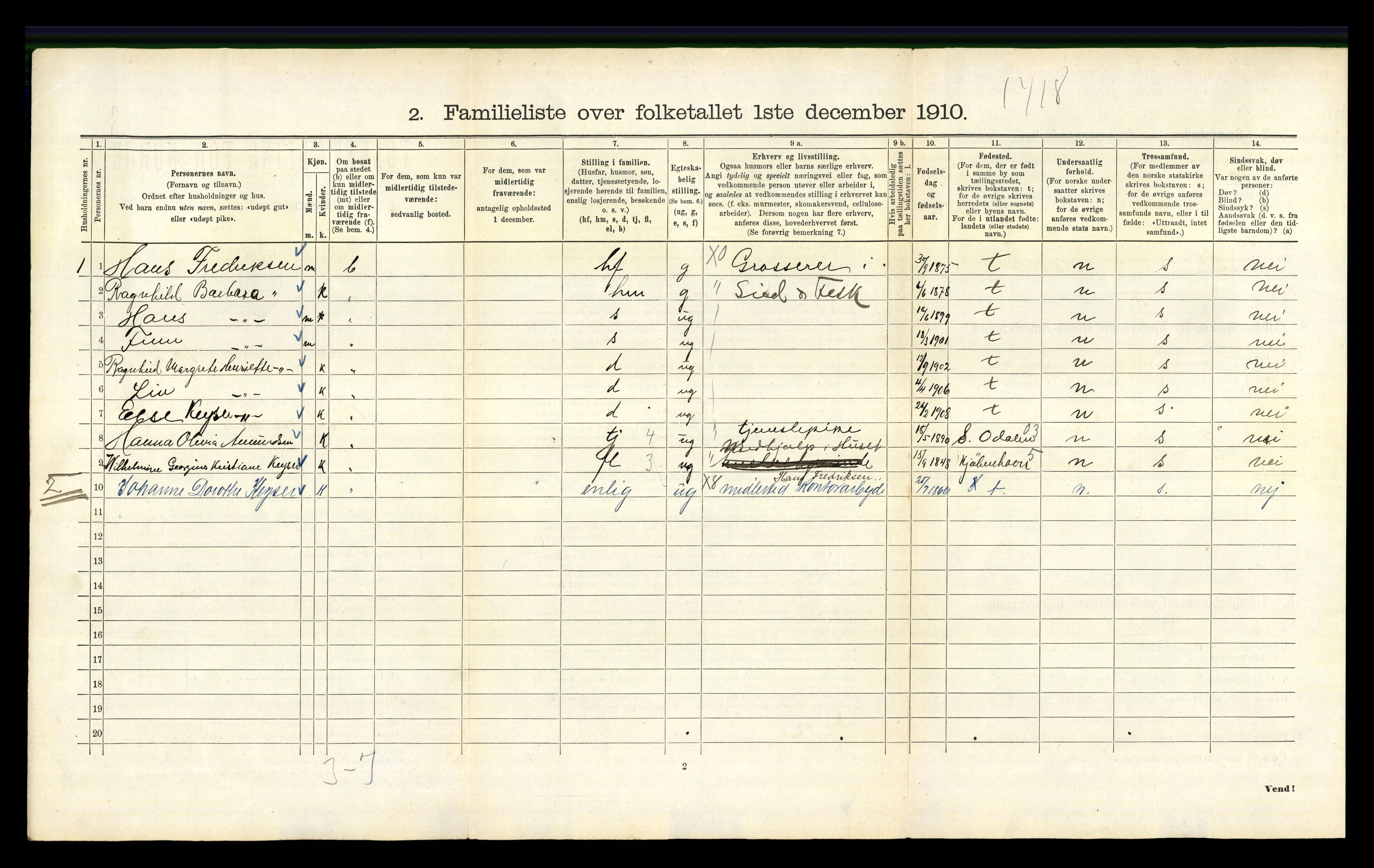 RA, 1910 census for Kristiania, 1910, p. 23378