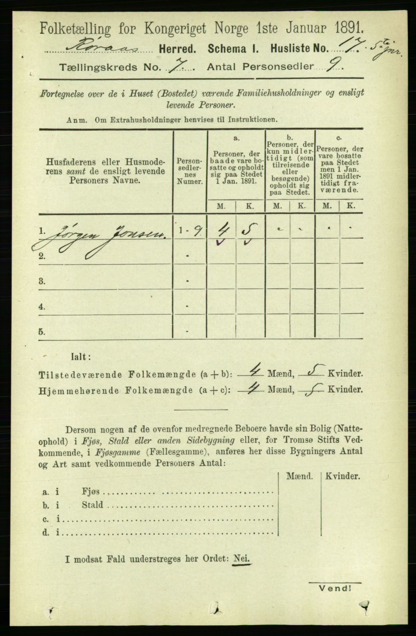 RA, 1891 census for 1640 Røros, 1891, p. 1357