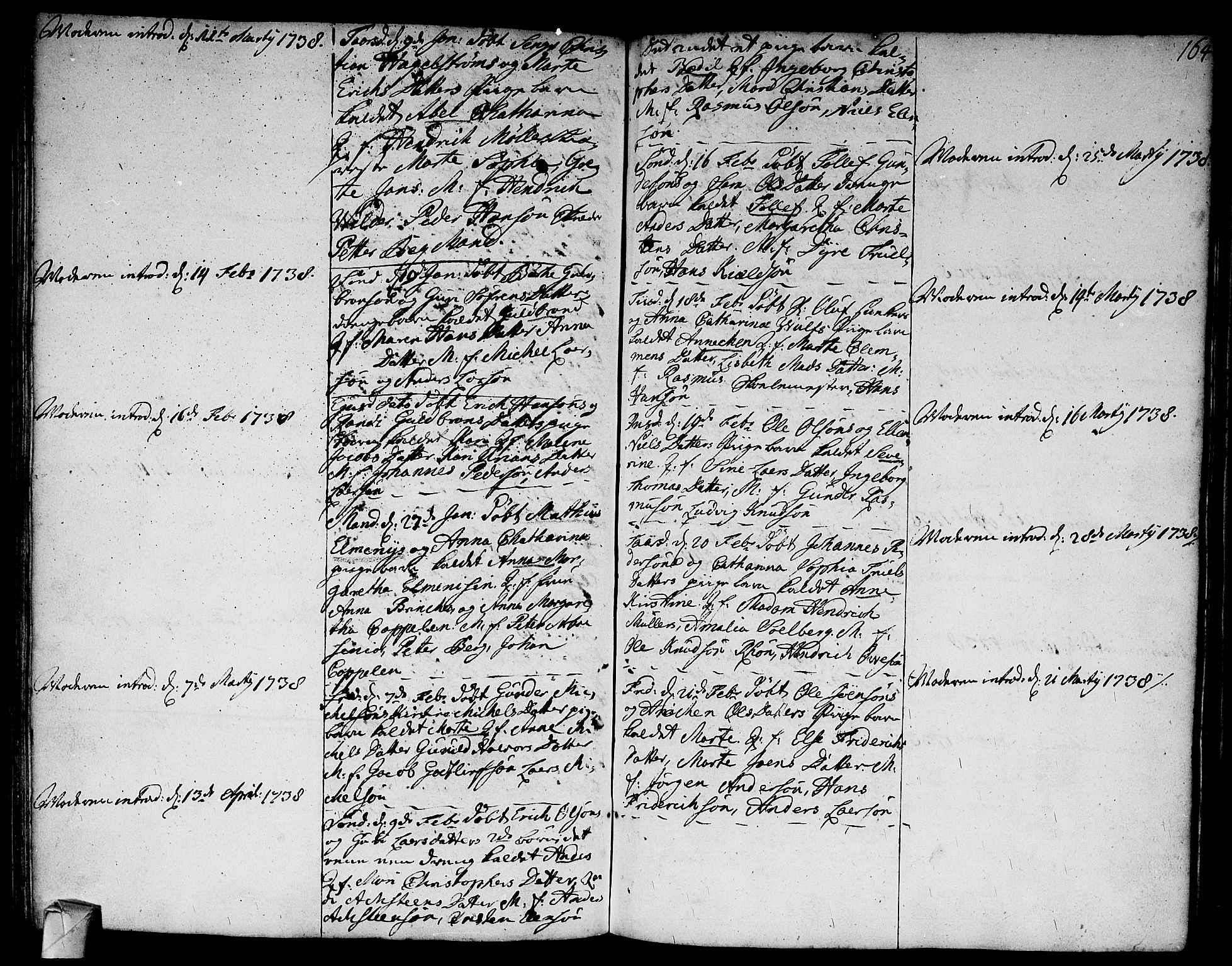 Strømsø kirkebøker, SAKO/A-246/F/Fa/L0005: Parish register (official) no. I 5, 1734-1739, p. 164