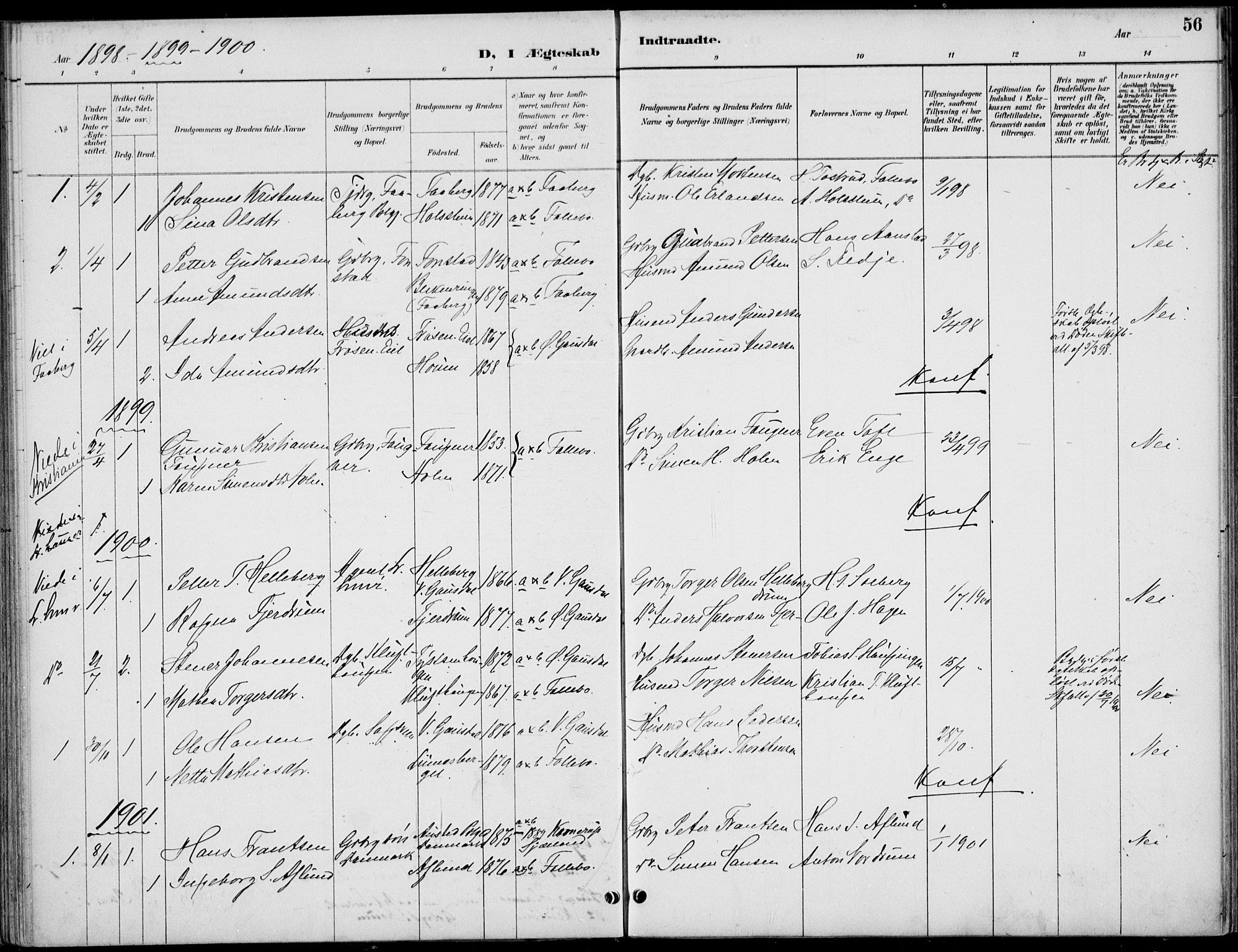 Østre Gausdal prestekontor, SAH/PREST-092/H/Ha/Haa/L0003: Parish register (official) no. 3, 1887-1901, p. 56