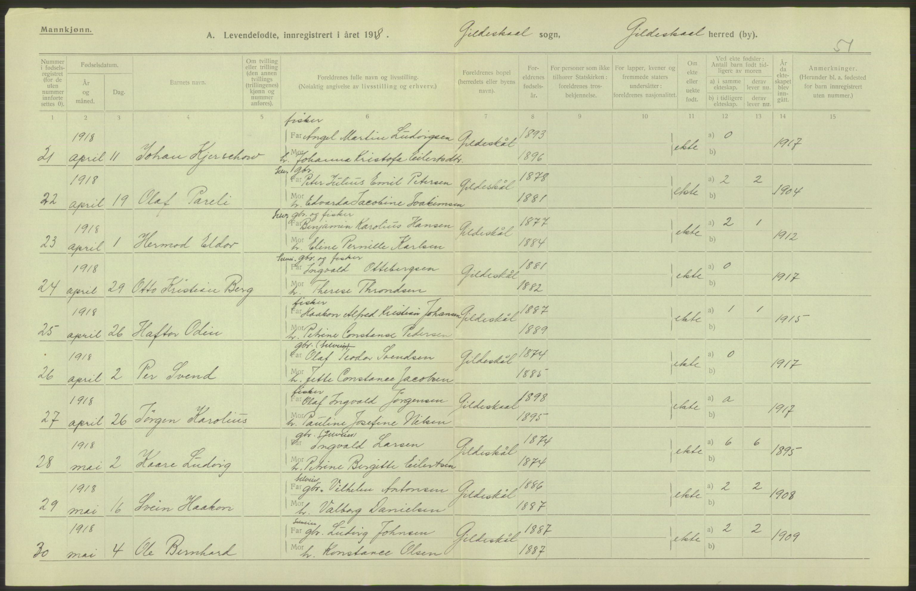 Statistisk sentralbyrå, Sosiodemografiske emner, Befolkning, AV/RA-S-2228/D/Df/Dfb/Dfbh/L0052: Nordland fylke: Levendefødte menn og kvinner. Bygder., 1918, p. 550