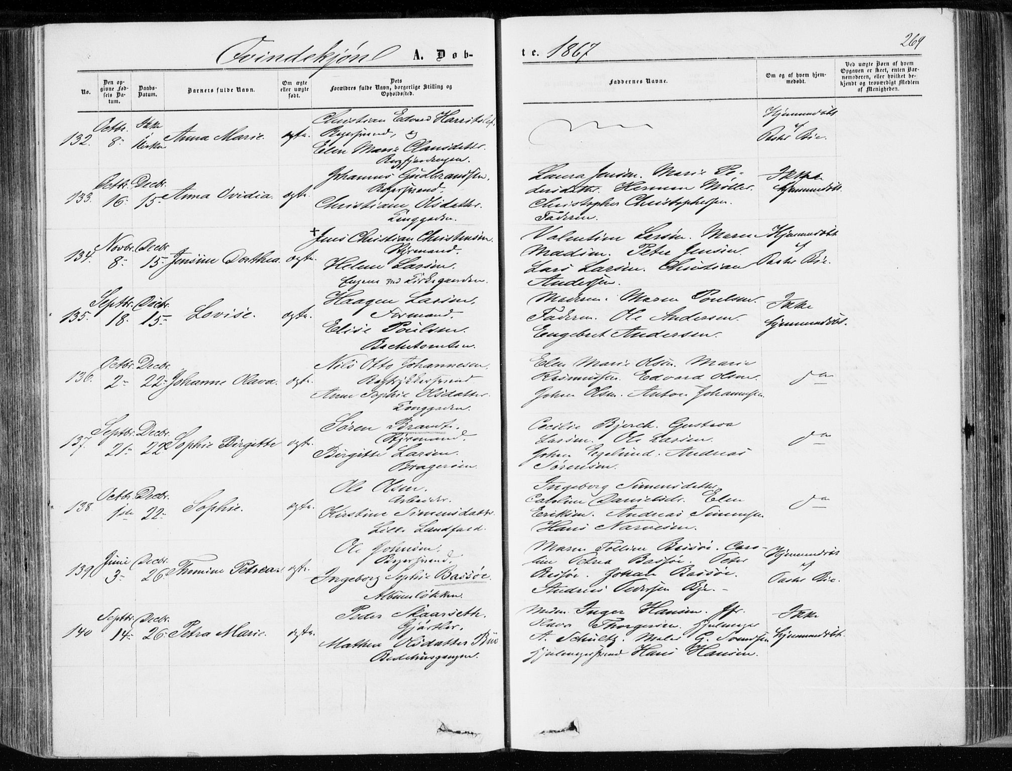 Bragernes kirkebøker, AV/SAKO-A-6/F/Fb/L0003: Parish register (official) no. II 3, 1860-1868, p. 269