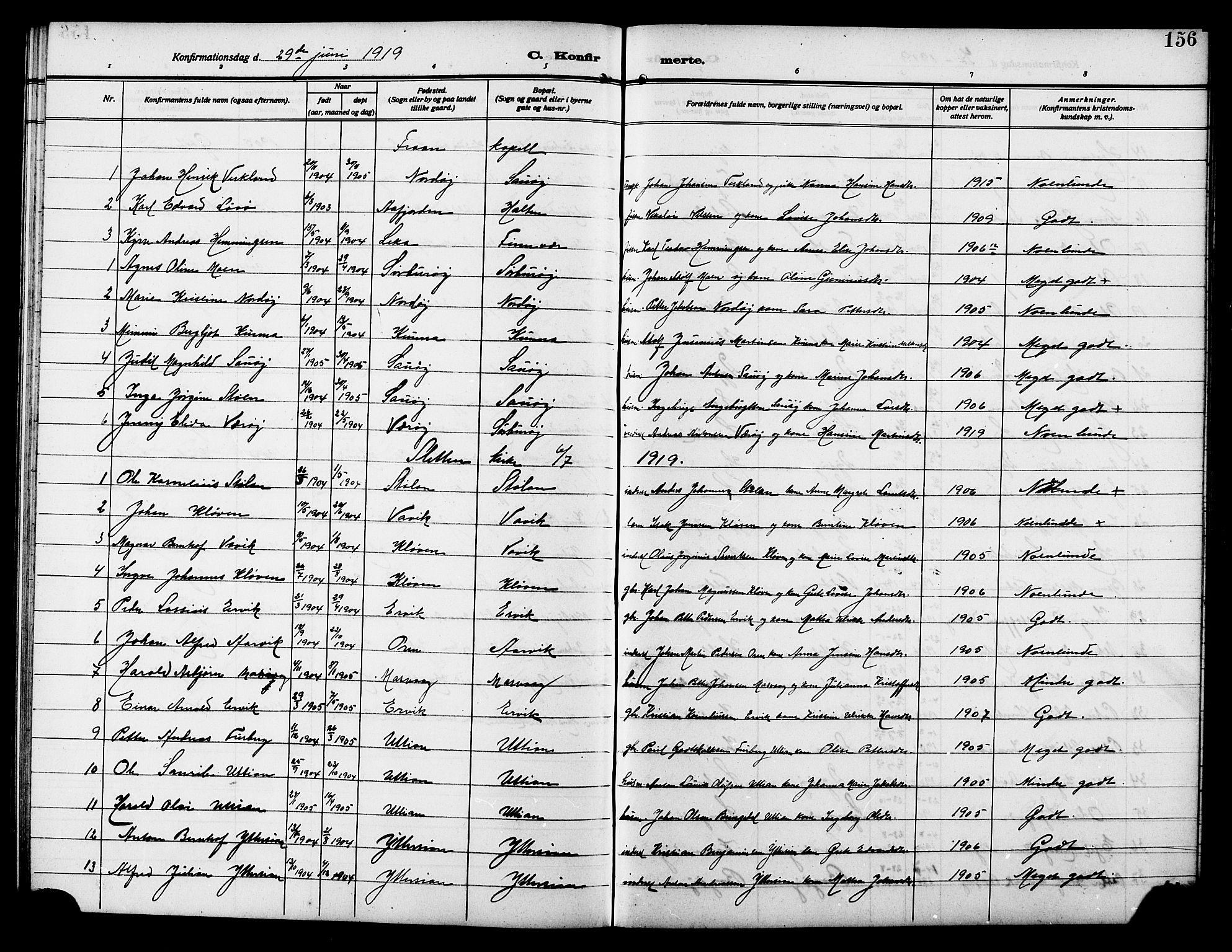 Ministerialprotokoller, klokkerbøker og fødselsregistre - Sør-Trøndelag, SAT/A-1456/640/L0588: Parish register (copy) no. 640C05, 1909-1922, p. 156