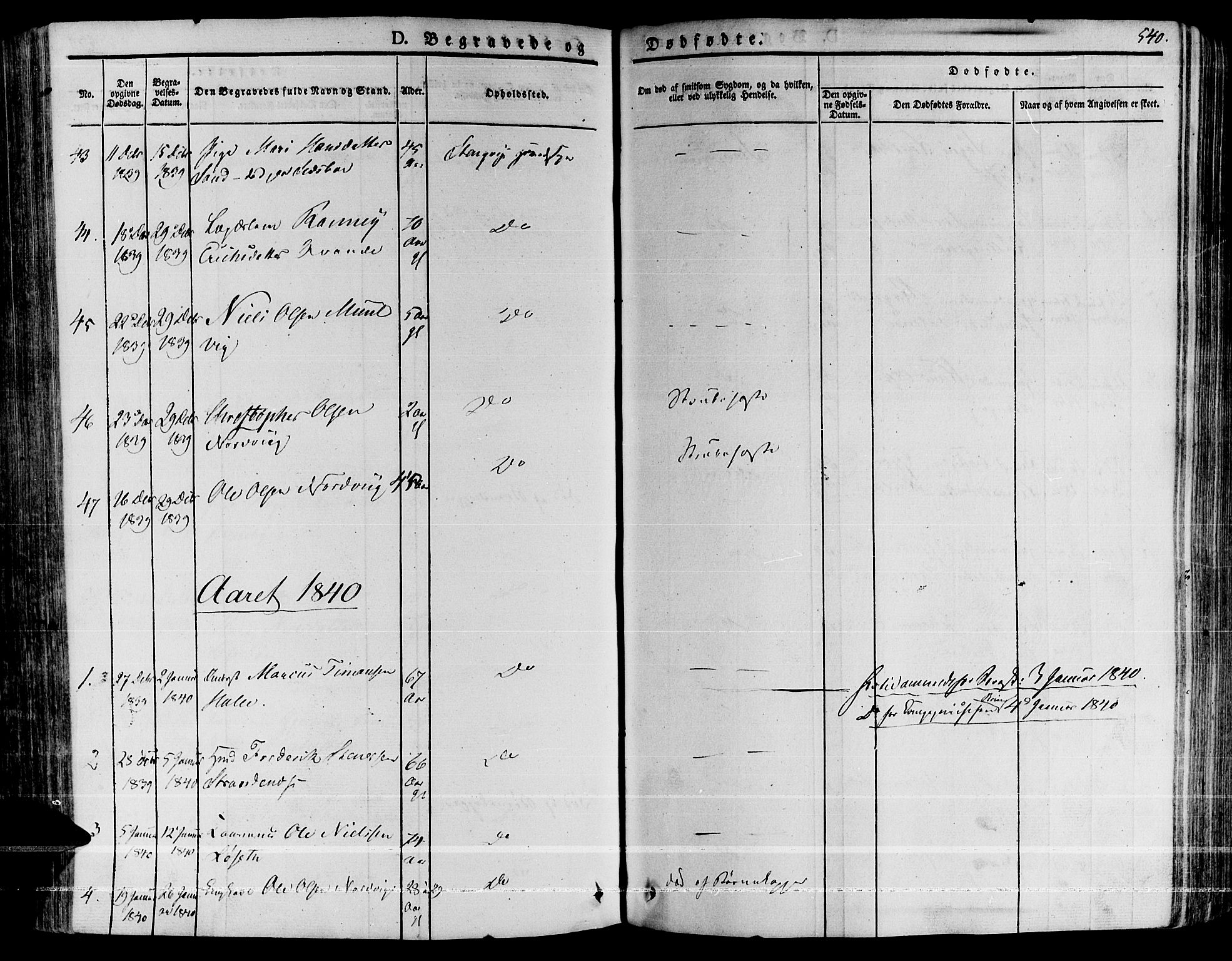 Ministerialprotokoller, klokkerbøker og fødselsregistre - Møre og Romsdal, AV/SAT-A-1454/592/L1024: Parish register (official) no. 592A03 /1, 1831-1849, p. 540